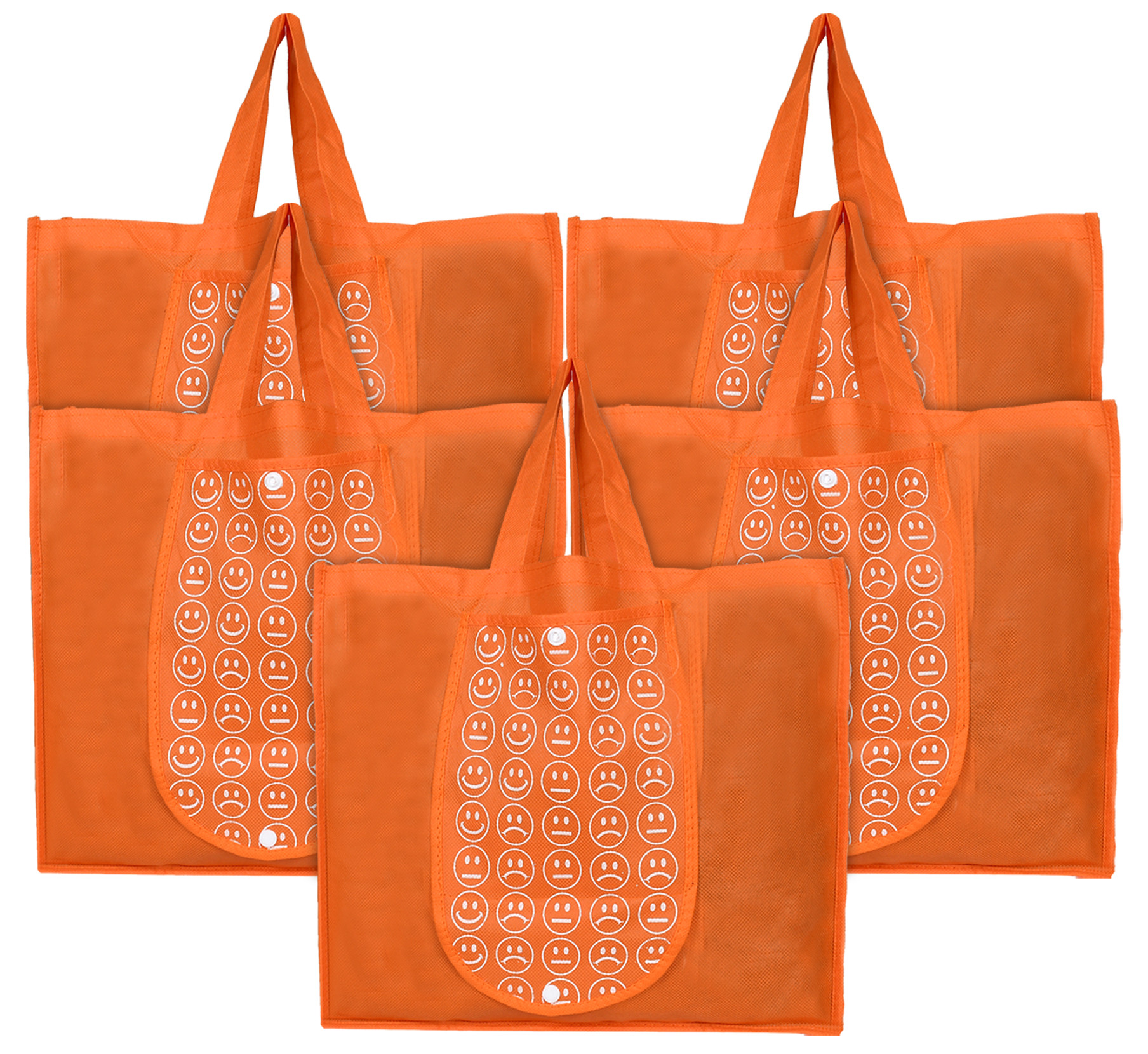 Kuber Industries Shopping Grocery Bags Foldable, Washable Grocery Tote Bag with One Small Pocket, Eco-Friendly Purse Bag Fits in Pocket Waterproof & Lightweight (Orange)