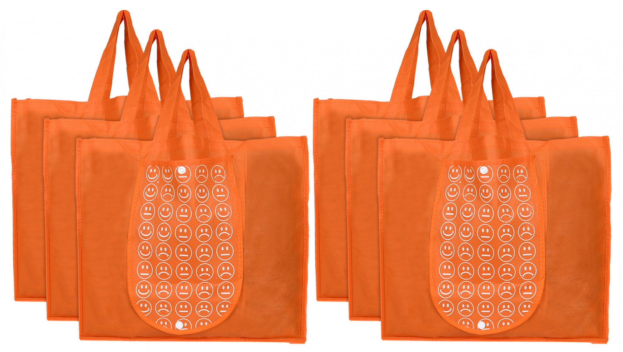 Kuber Industries Shopping Grocery Bags Foldable, Washable Grocery Tote Bag with One Small Pocket, Eco-Friendly Purse Bag Fits in Pocket Waterproof & Lightweight (Orange)