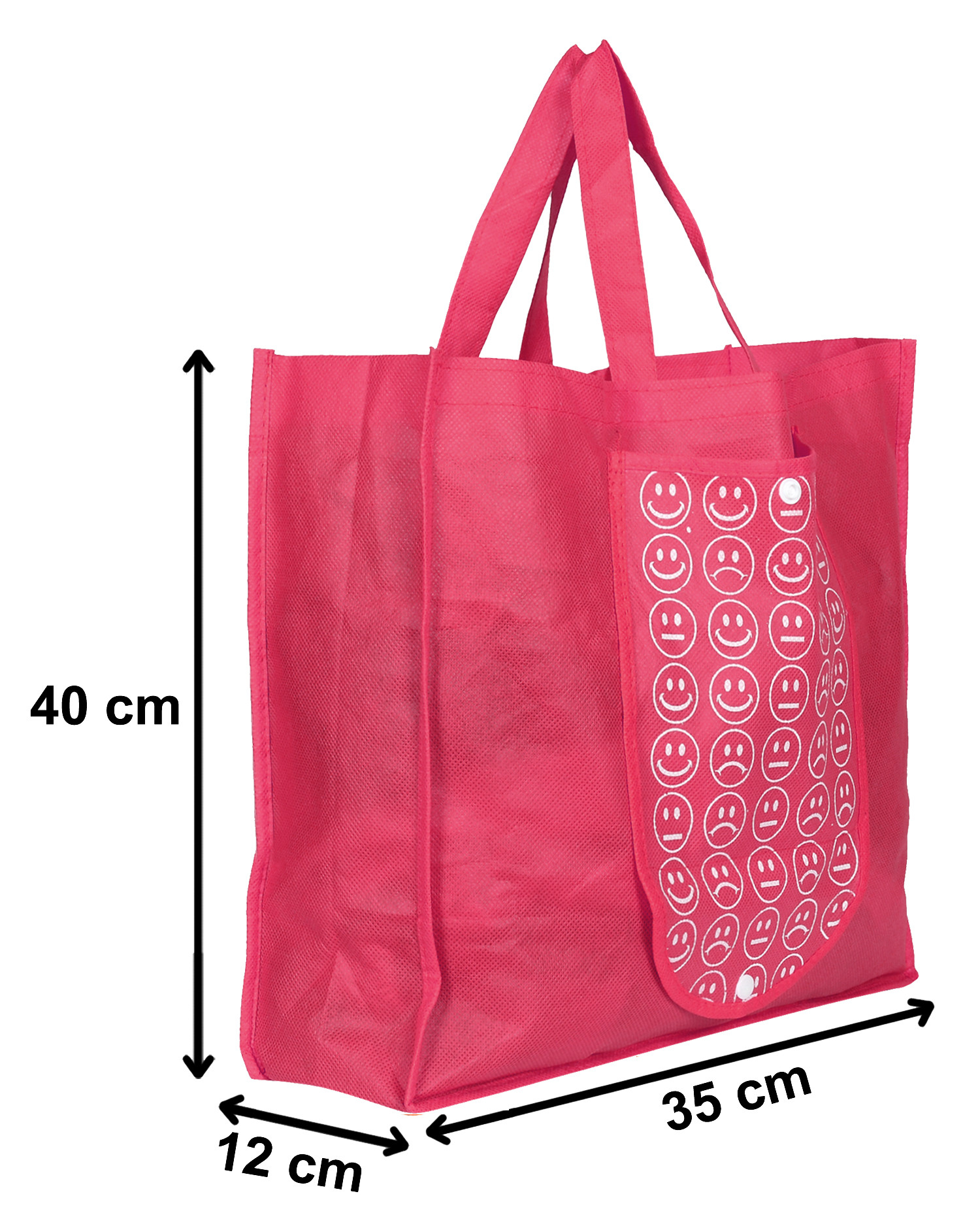 Kuber Industries Shopping Grocery Bags Foldable, Washable Grocery Tote Bag with One Small Pocket, Eco-Friendly Purse Bag Fits in Pocket Waterproof & Lightweight (Pink)