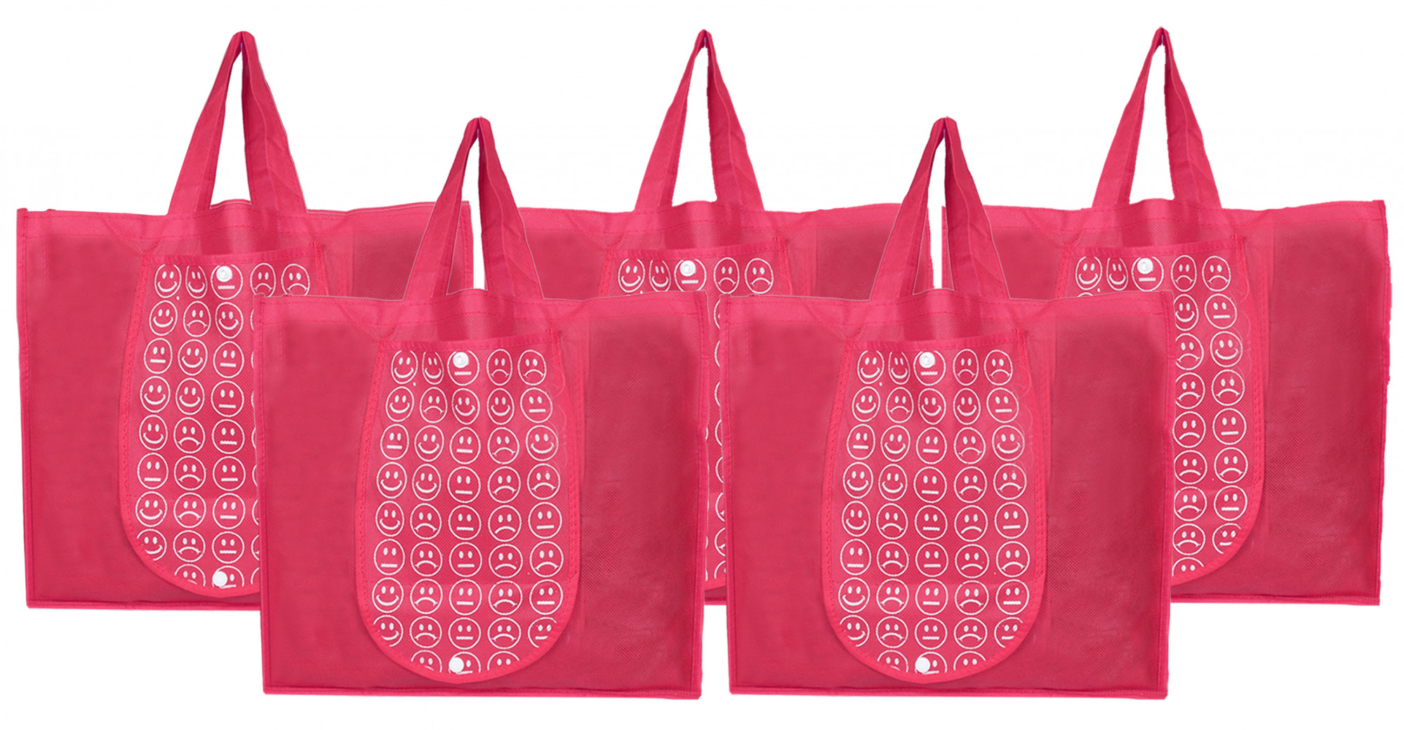 Kuber Industries Shopping Grocery Bags Foldable, Washable Grocery Tote Bag with One Small Pocket, Eco-Friendly Purse Bag Fits in Pocket Waterproof & Lightweight (Pink)