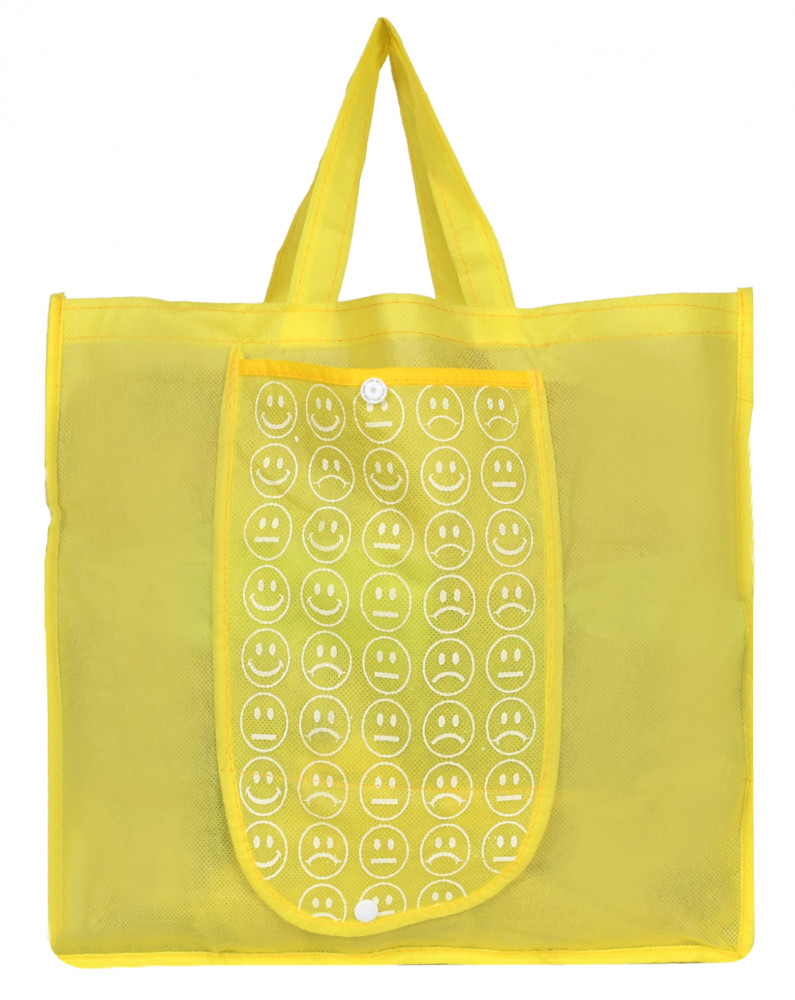 Kuber Industries Shopping Grocery Bags Foldable, Washable Grocery Tote Bag with One Small Pocket, Eco-Friendly Purse Bag Fits in Pocket Waterproof &amp; Lightweight (Yellow)
