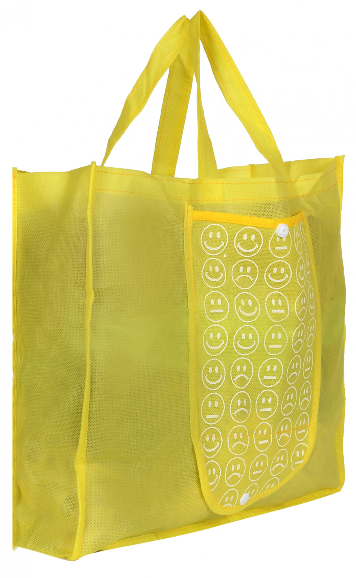 Kuber Industries Shopping Grocery Bags Foldable, Washable Grocery Tote Bag with One Small Pocket, Eco-Friendly Purse Bag Fits in Pocket Waterproof & Lightweight (Yellow)