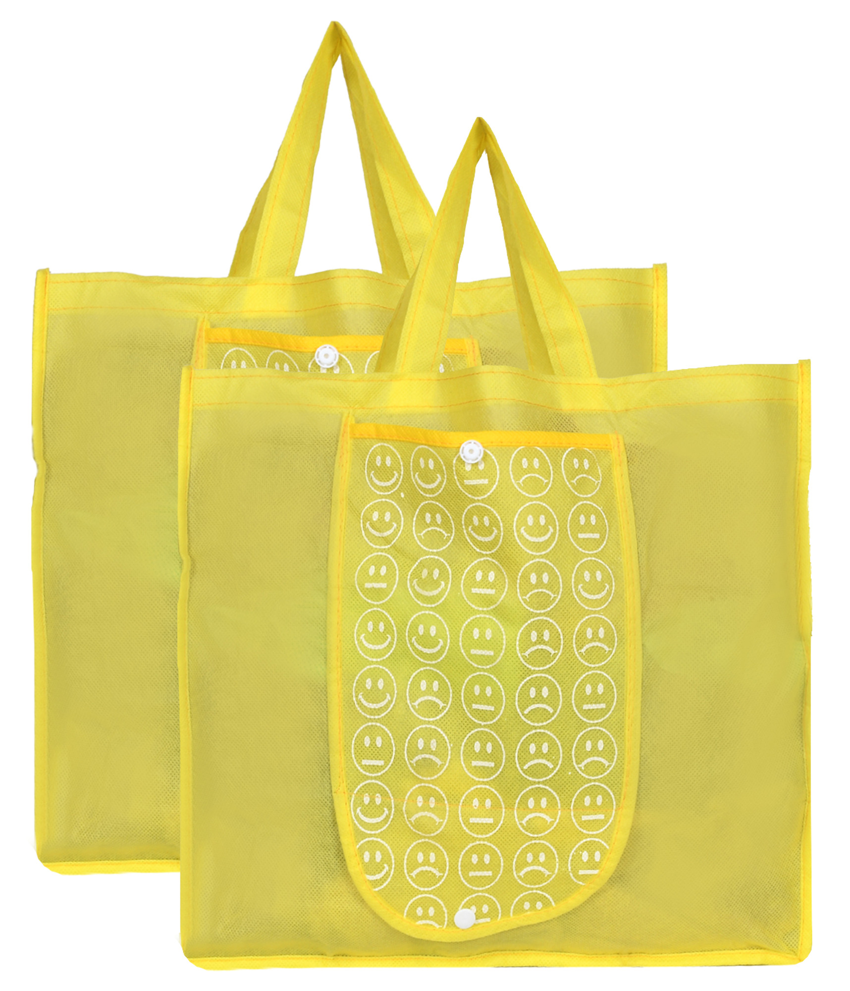 Kuber Industries Shopping Grocery Bags Foldable, Washable Grocery Tote Bag with One Small Pocket, Eco-Friendly Purse Bag Fits in Pocket Waterproof & Lightweight (Yellow)
