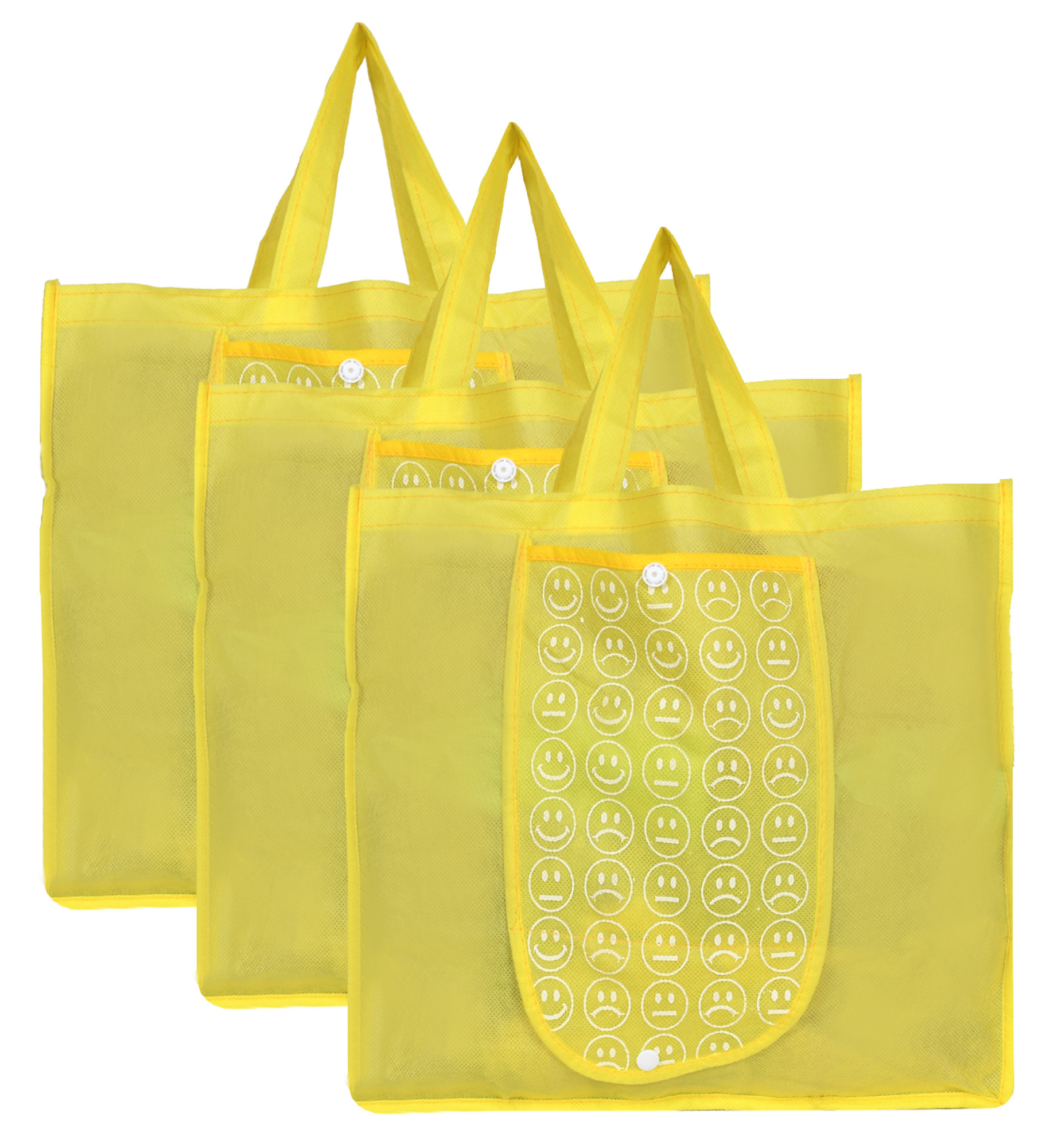 Kuber Industries Shopping Grocery Bags Foldable, Washable Grocery Tote Bag with One Small Pocket, Eco-Friendly Purse Bag Fits in Pocket Waterproof & Lightweight (Yellow)