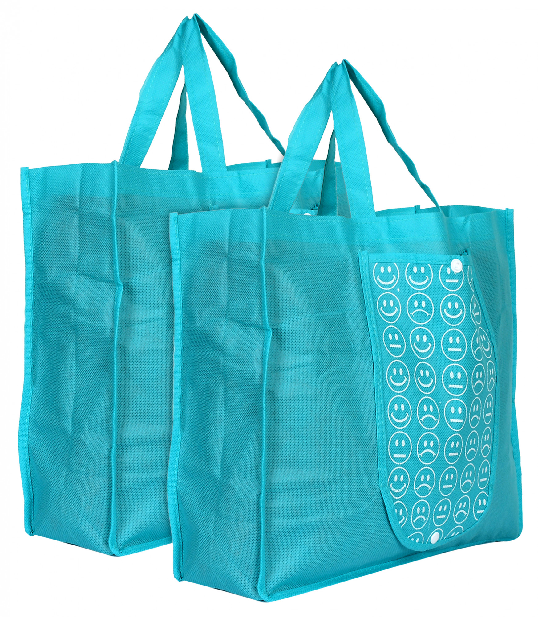 Kuber Industries Shopping Grocery Bags Foldable, Washable Grocery Tote Bag with One Small Pocket, Eco-Friendly Purse Bag Fits in Pocket Waterproof & Lightweight (Blue)