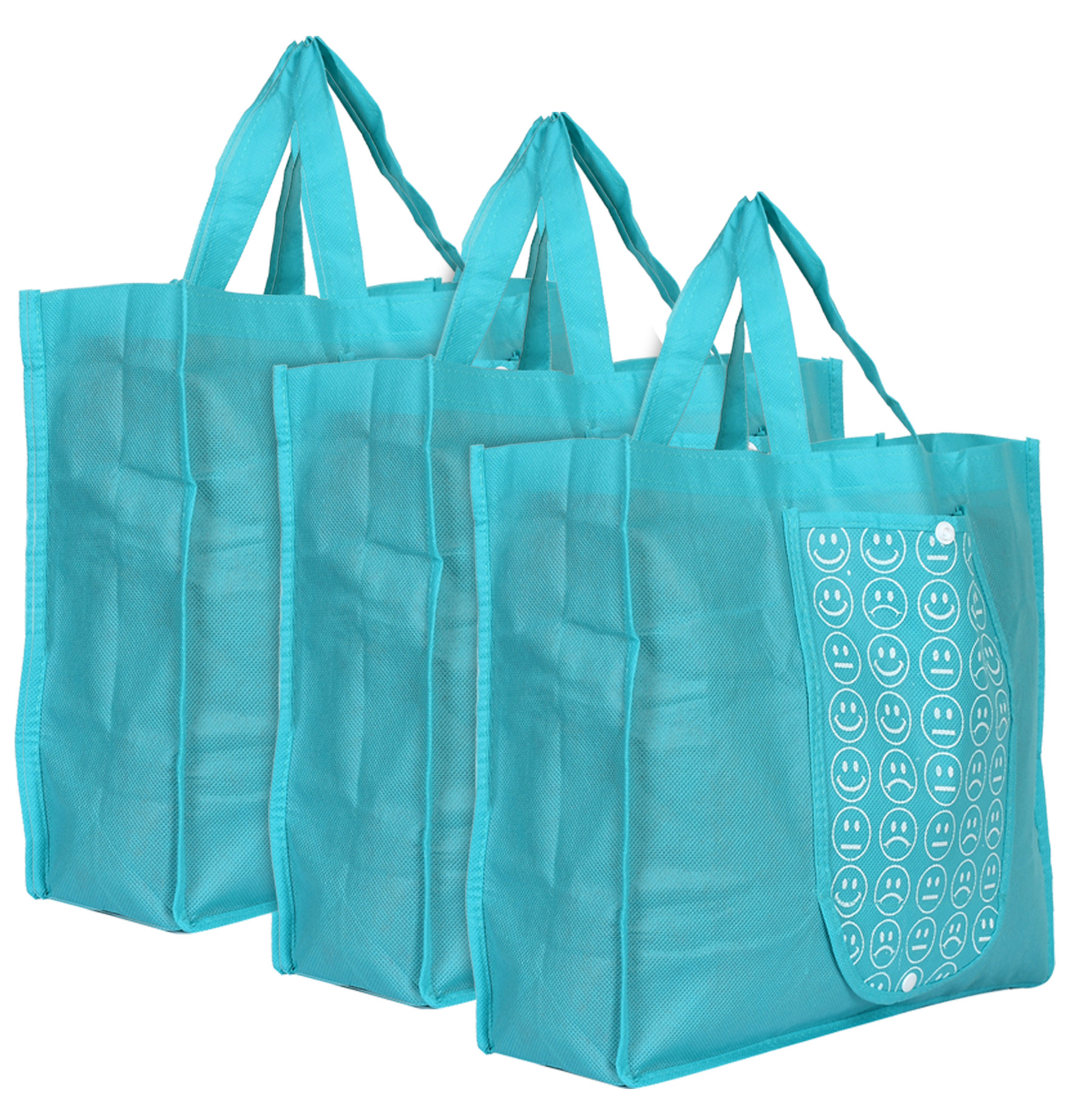 Kuber Industries Shopping Grocery Bags Foldable, Washable Grocery Tote Bag with One Small Pocket, Eco-Friendly Purse Bag Fits in Pocket Waterproof & Lightweight (Blue)