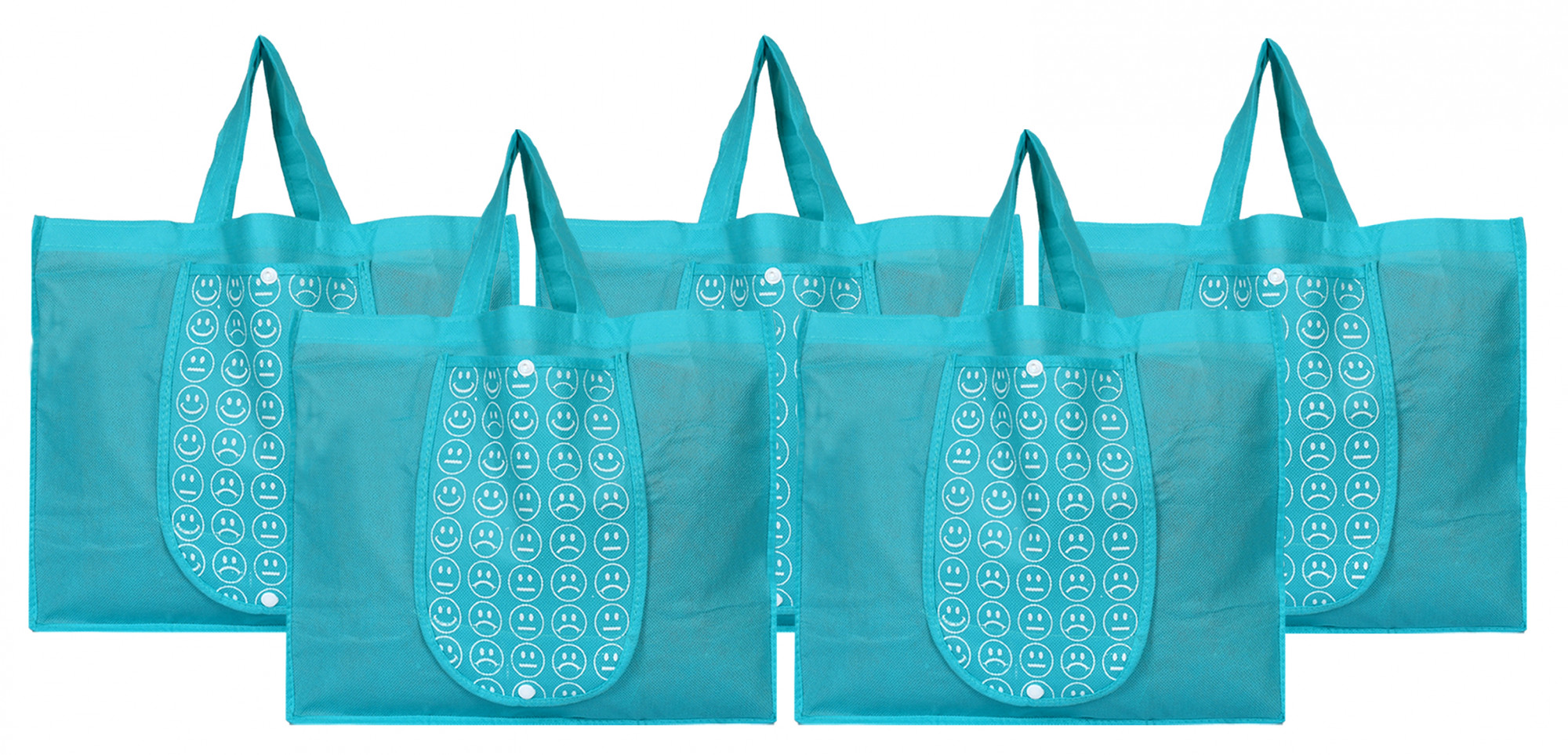 Kuber Industries Shopping Grocery Bags Foldable, Washable Grocery Tote Bag with One Small Pocket, Eco-Friendly Purse Bag Fits in Pocket Waterproof & Lightweight (Blue)