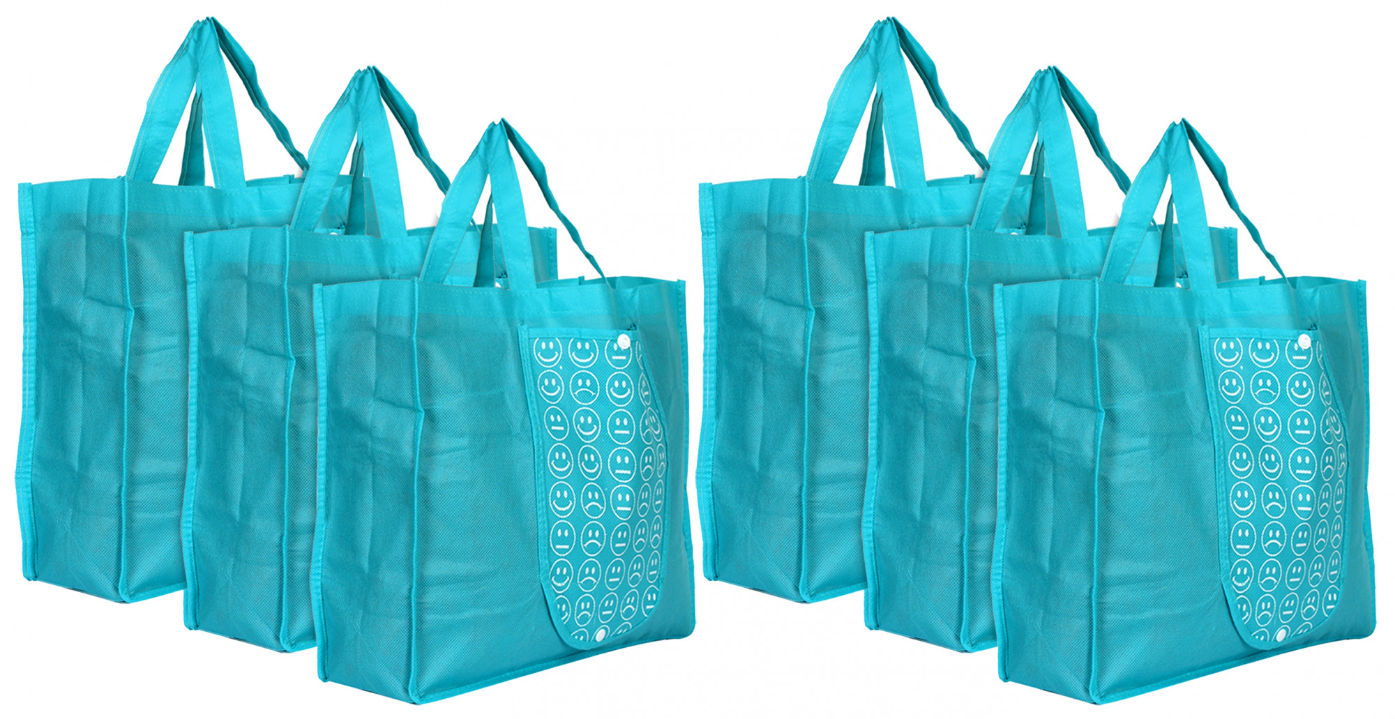 Kuber Industries Shopping Grocery Bags Foldable, Washable Grocery Tote Bag with One Small Pocket, Eco-Friendly Purse Bag Fits in Pocket Waterproof & Lightweight (Blue)