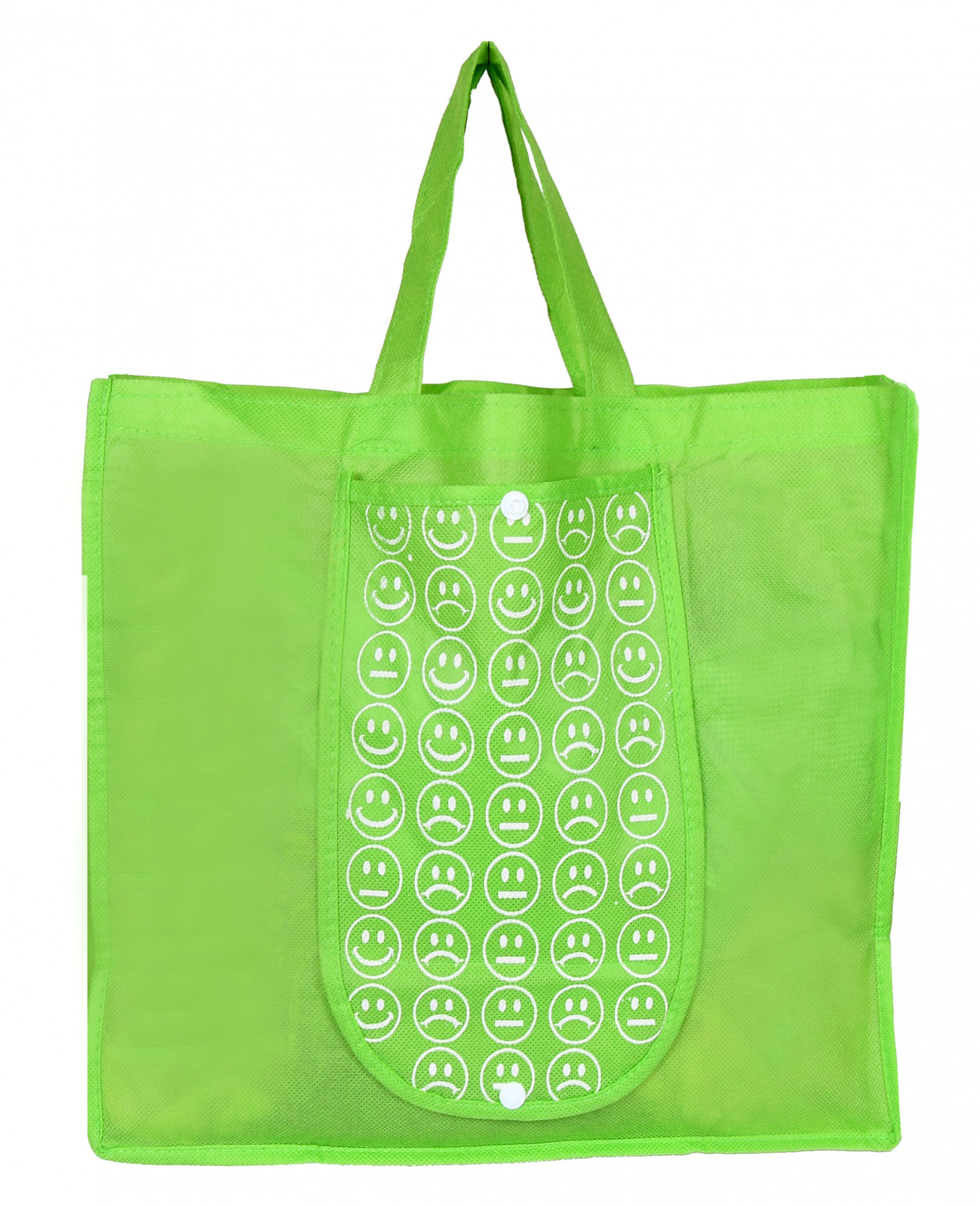 Kuber Industries Shopping Grocery Bags Foldable, Washable Grocery Tote Bag with One Small Pocket, Eco-Friendly Purse Bag Fits in Pocket Waterproof & Lightweight (Orange & Green)