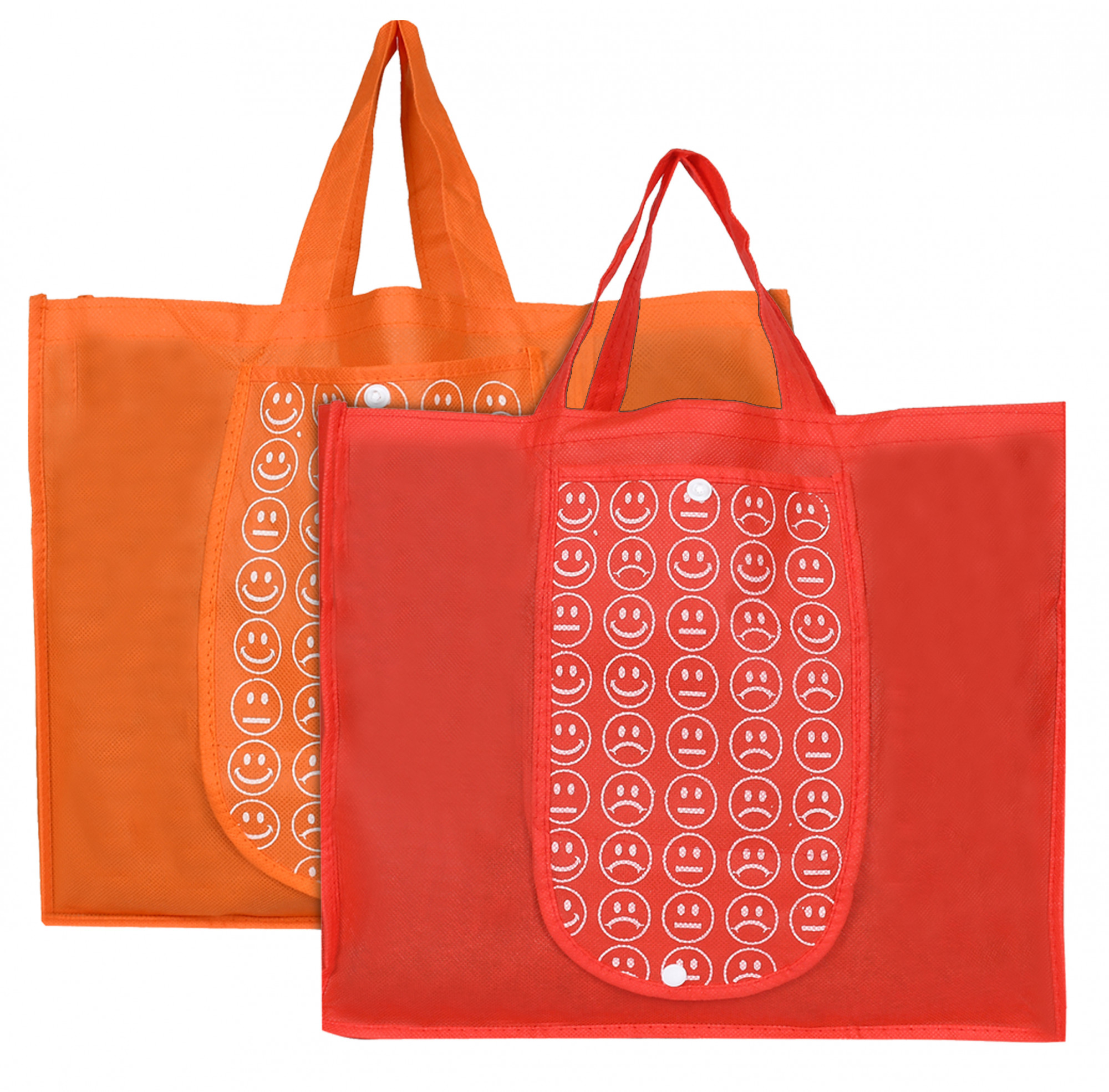 Kuber Industries Shopping Grocery Bags Foldable, Washable Grocery Tote Bag with One Small Pocket, Eco-Friendly Purse Bag Fits in Pocket Waterproof & Lightweight (Orange & Red)