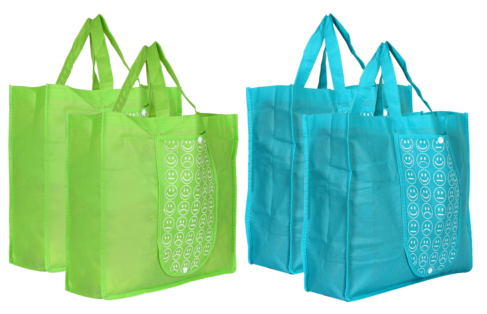 Kuber Industries Shopping Grocery Bags Foldable, Washable Grocery Tote Bag with One Small Pocket, Eco-Friendly Purse Bag Fits in Pocket Waterproof & Lightweight (Green & Blue)