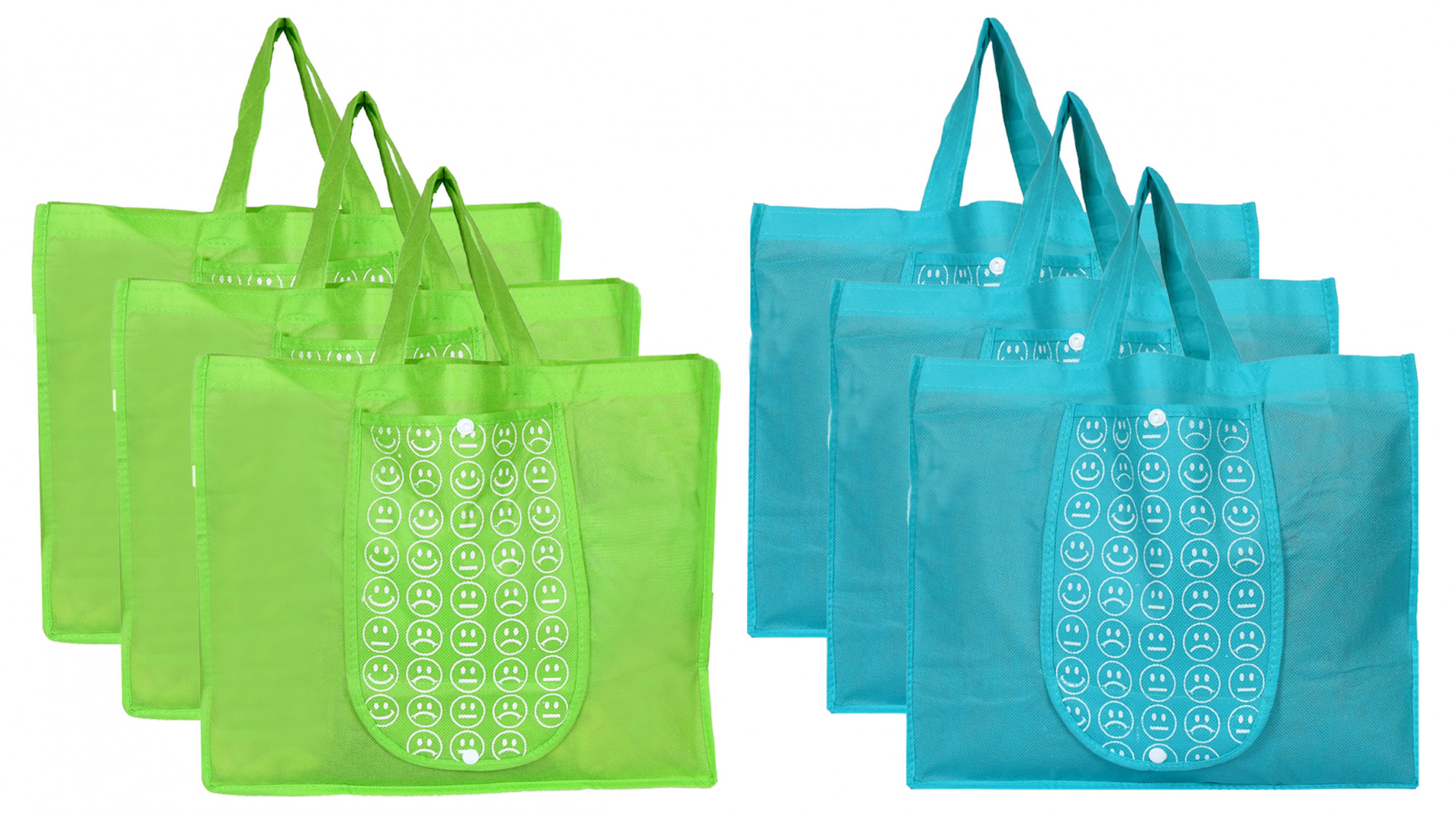 Kuber Industries Shopping Grocery Bags Foldable, Washable Grocery Tote Bag with One Small Pocket, Eco-Friendly Purse Bag Fits in Pocket Waterproof & Lightweight (Green & Blue)