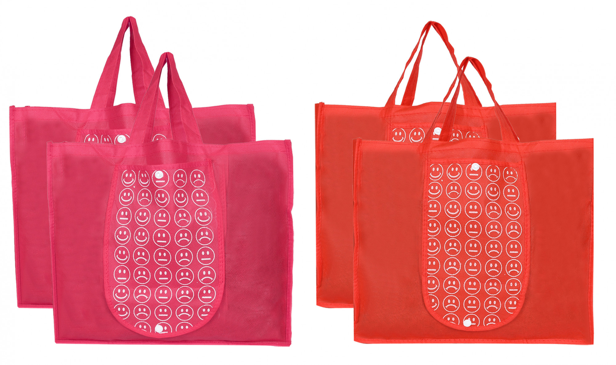 Kuber Industries Shopping Grocery Bags Foldable, Washable Grocery Tote Bag with One Small Pocket, Eco-Friendly Purse Bag Fits in Pocket Waterproof & Lightweight (Pink & Red)