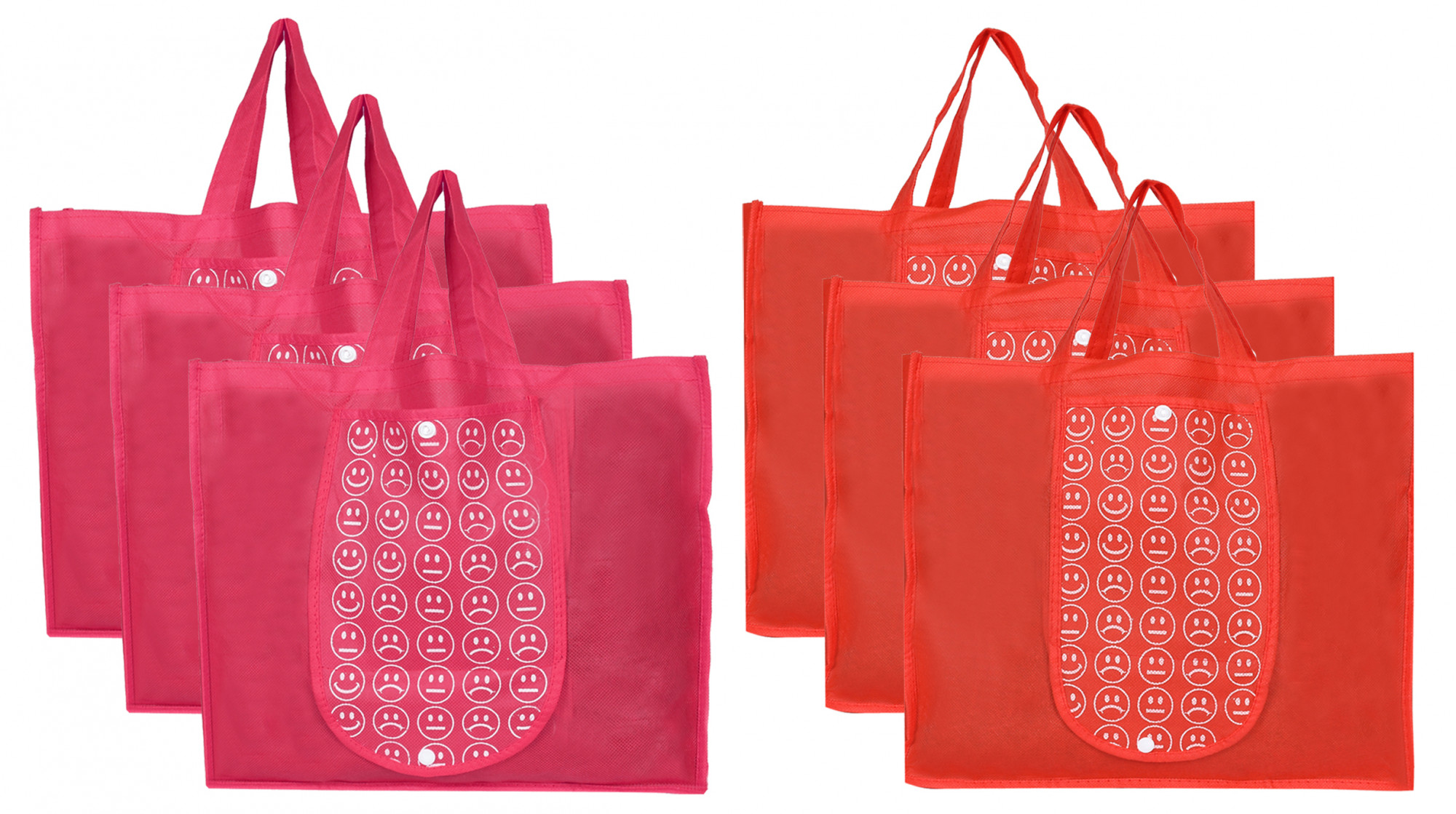 Kuber Industries Shopping Grocery Bags Foldable, Washable Grocery Tote Bag with One Small Pocket, Eco-Friendly Purse Bag Fits in Pocket Waterproof & Lightweight (Pink & Red)