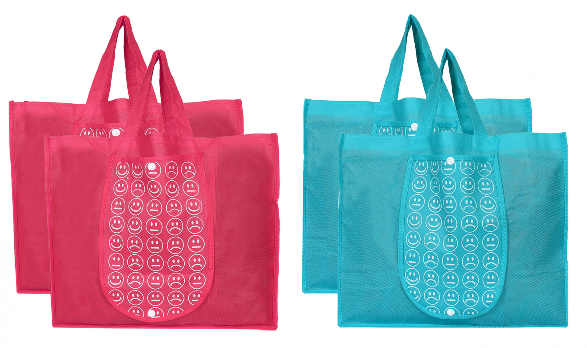 Kuber Industries Shopping Grocery Bags Foldable, Washable Grocery Tote Bag with One Small Pocket, Eco-Friendly Purse Bag Fits in Pocket Waterproof & Lightweight (Pink & Blue)