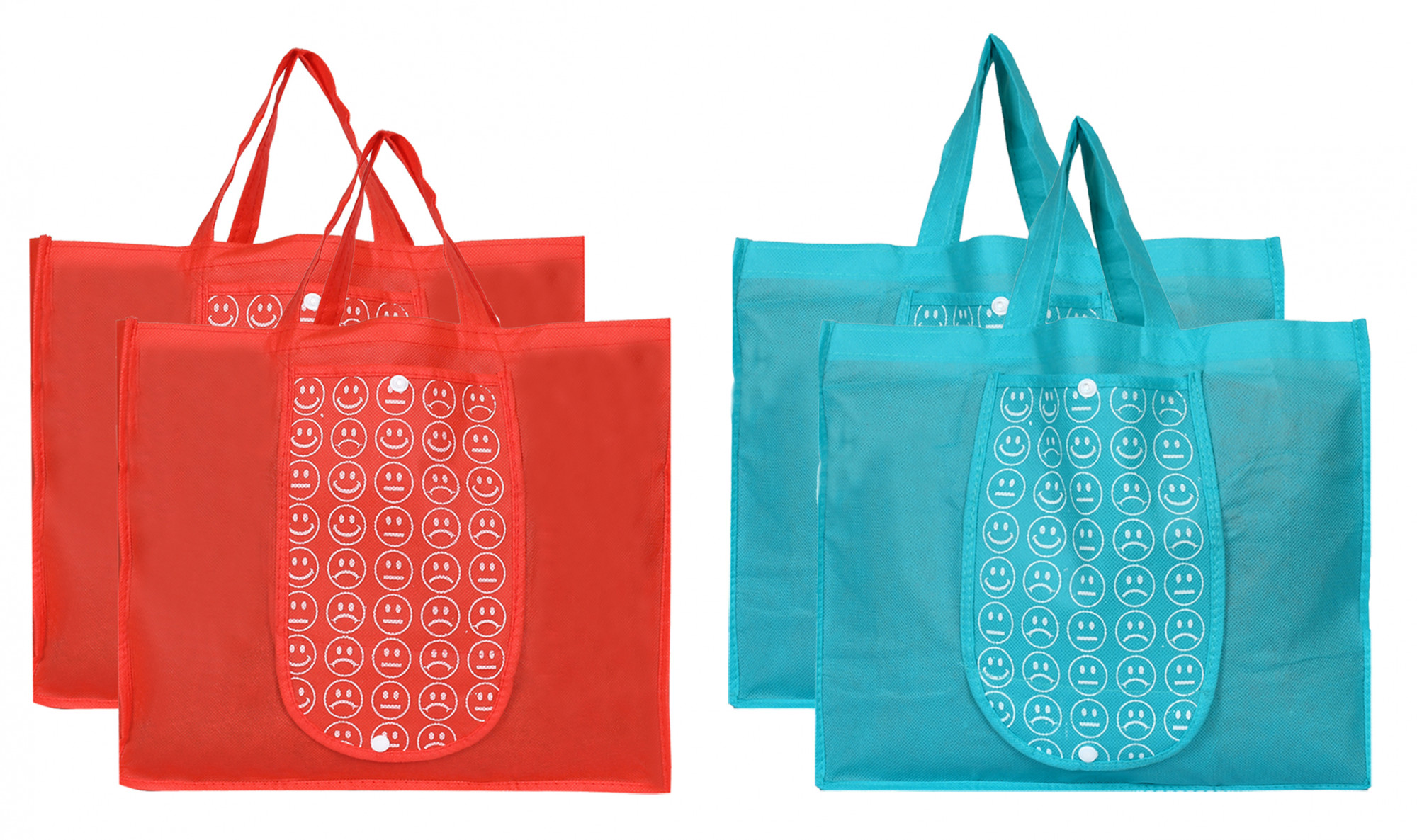 Kuber Industries Shopping Grocery Bags Foldable, Washable Grocery Tote Bag with One Small Pocket, Eco-Friendly Purse Bag Fits in Pocket Waterproof & Lightweight (Red & Blue)