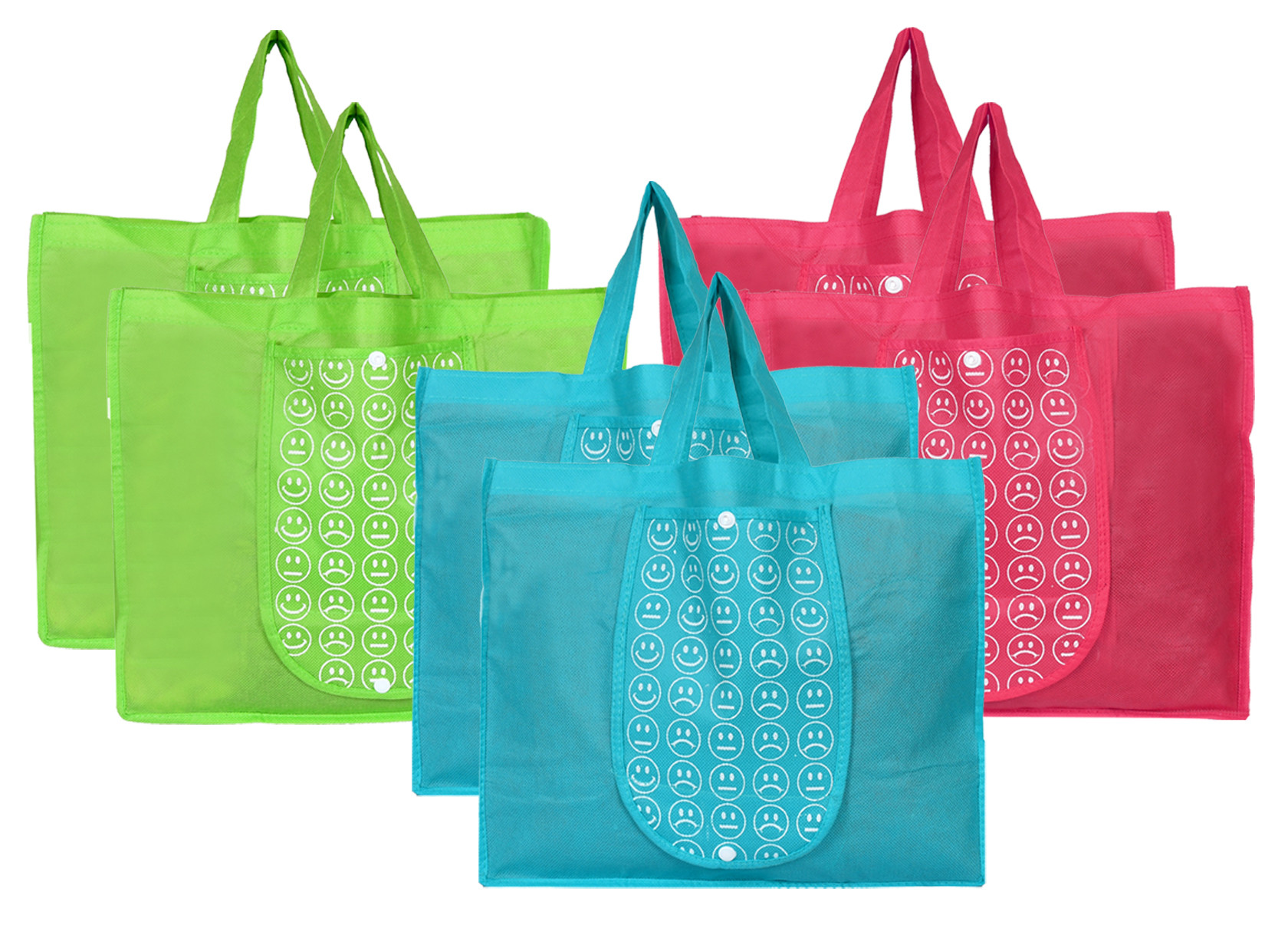 Kuber Industries Shopping Grocery Bags Foldable, Washable Grocery Tote Bag with One Small Pocket, Eco-Friendly Purse Bag Fits in Pocket Waterproof & Lightweight (Green & Pink & Blue)