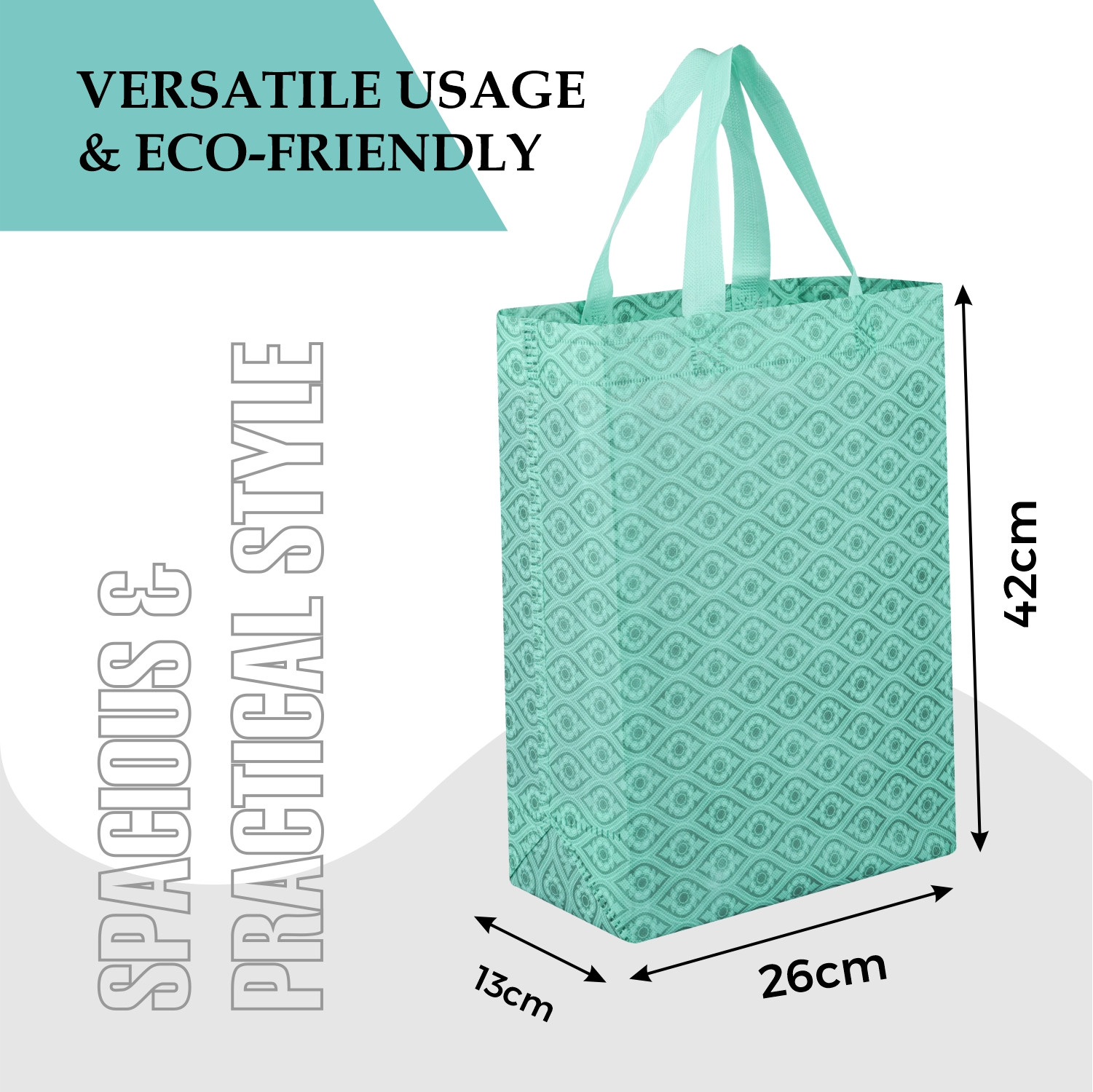 Kuber Industries Shopping Handbag | Grocery Handbag | Shopping Bag | Grocery Shopping Bag | Reusable Shopping Bags | Vegetable Bag | Eye-Print Carry Bag |Green