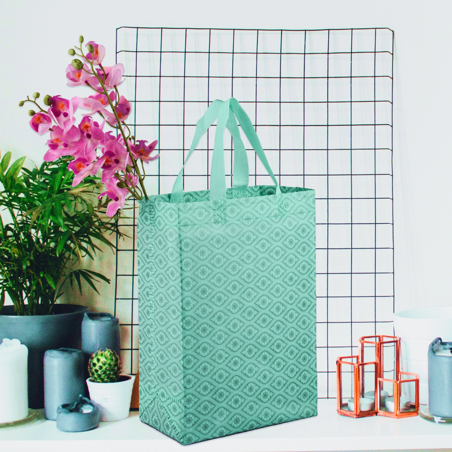 Kuber Industries Shopping Handbag | Grocery Handbag | Shopping Bag | Grocery Shopping Bag | Reusable Shopping Bags | Vegetable Bag | Eye-Print Carry Bag |Green