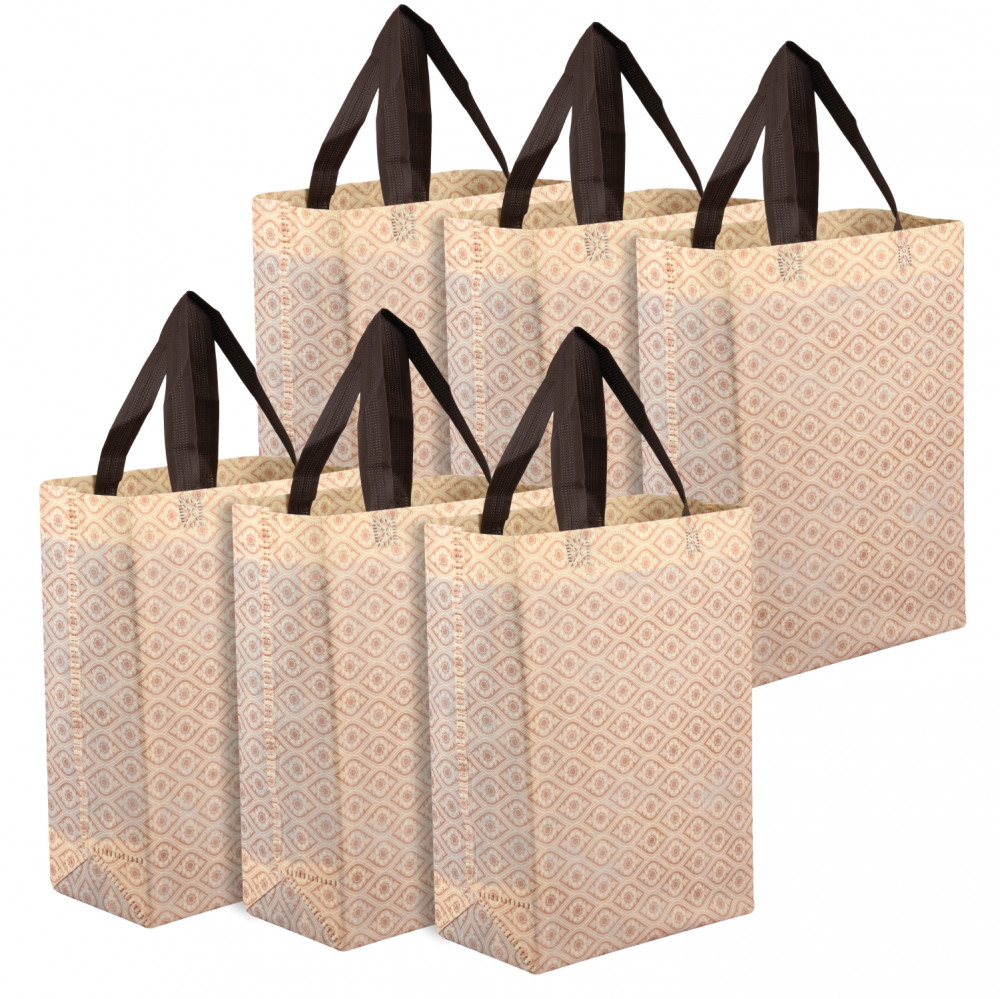 Kuber Industries Shopping Handbag | Grocery Handbag | Shopping Bag | Grocery Shopping Bag | Reusable Shopping Bags | Vegetable Bag | Eye-Print Carry Bag |Cream