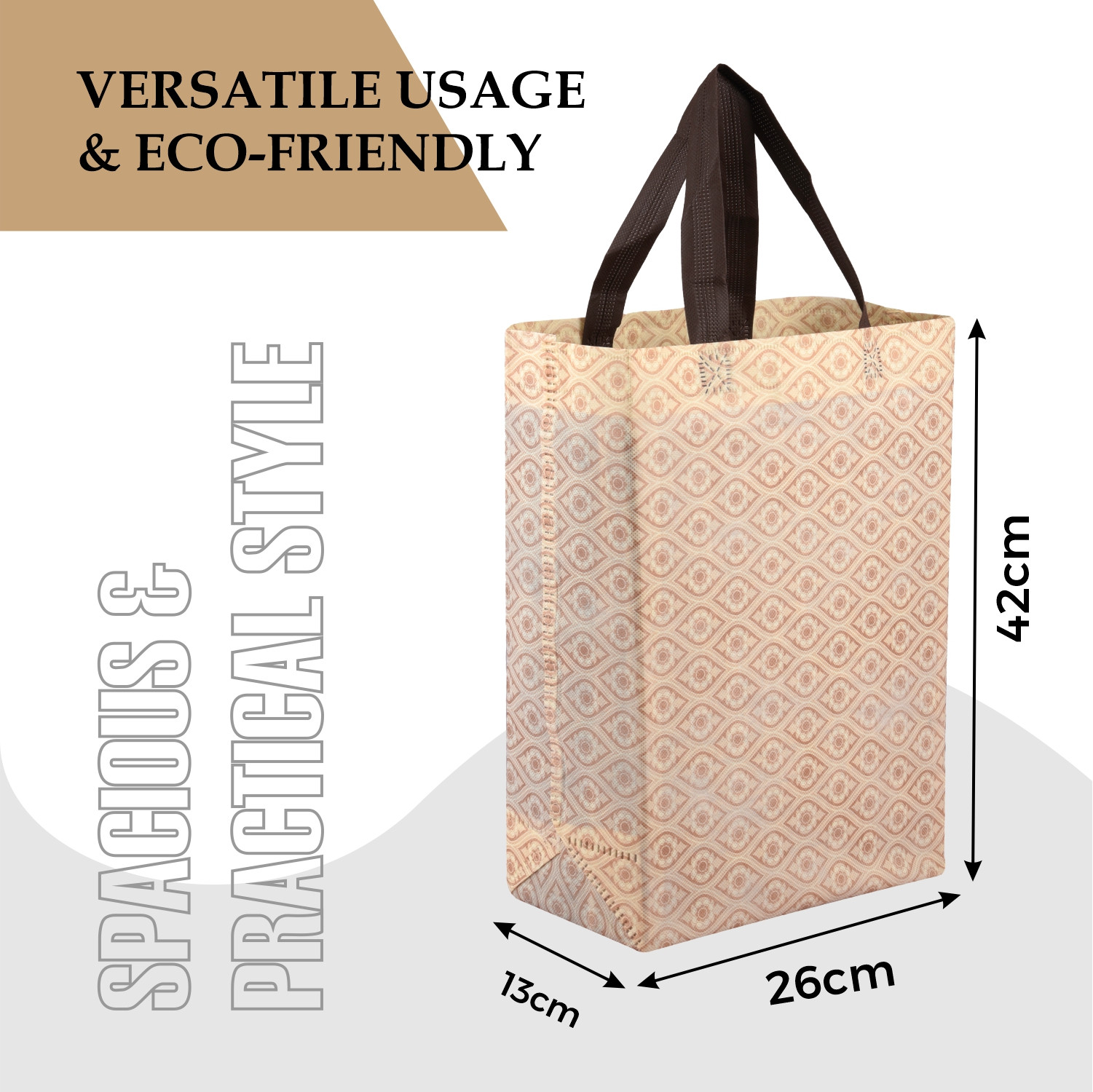 Kuber Industries Shopping Handbag | Grocery Handbag | Shopping Bag | Grocery Shopping Bag | Reusable Shopping Bags | Vegetable Bag | Eye-Print Carry Bag |Cream