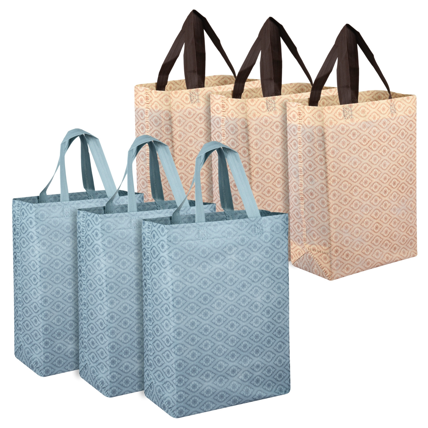 Kuber Industries Shopping Handbag | Grocery Handbag | Shopping Bag | Grocery Shopping Bag | Reusable Shopping Bags | Vegetable Bag | Eye-Print Carry Bag | Pack of 6 | Multicolor