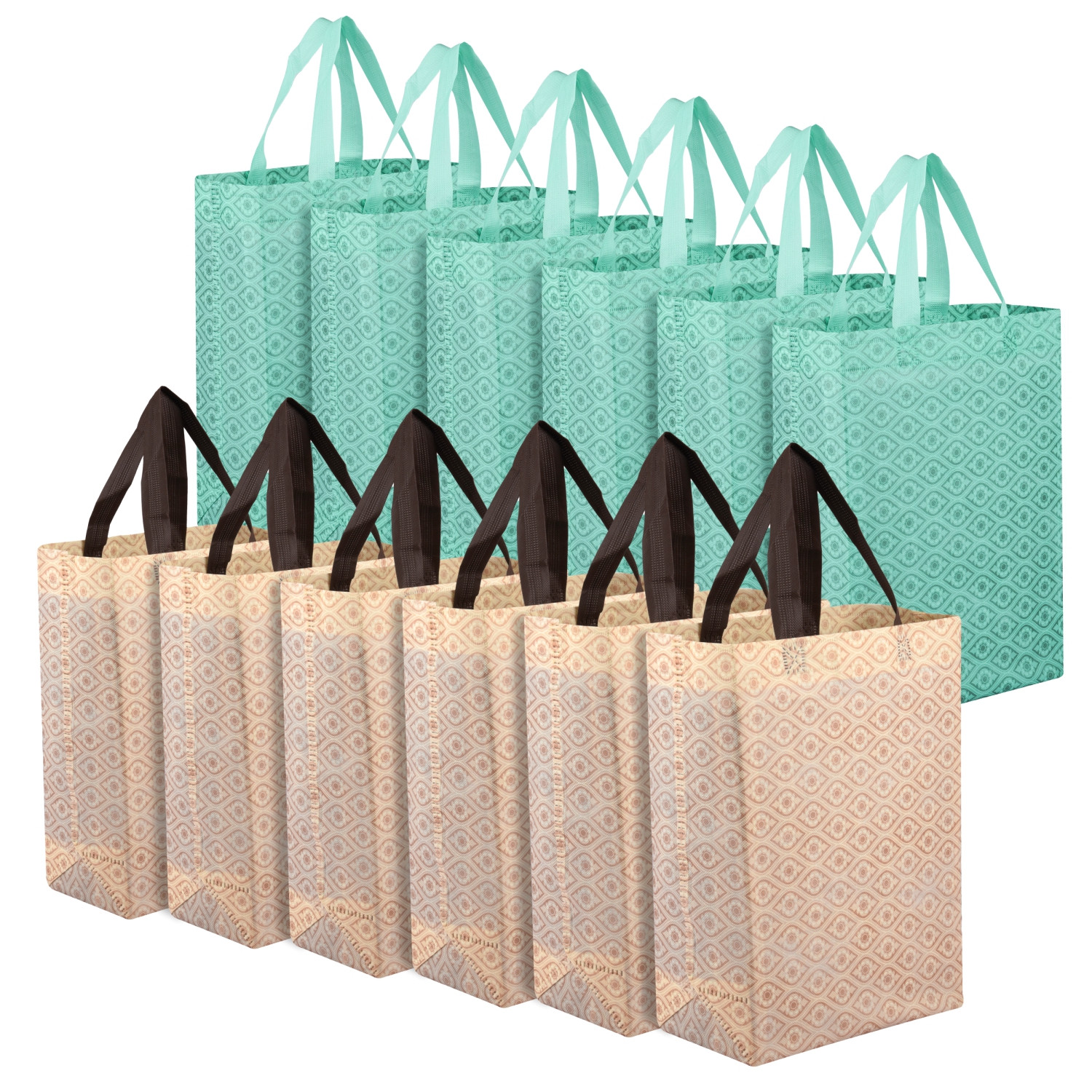 Kuber Industries Shopping Handbag | Grocery Handbag | Shopping Bag | Grocery Shopping Bag | Reusable Shopping Bags | Vegetable Bag | Eye-Print Carry Bag | Pack of 12 | Multicolor