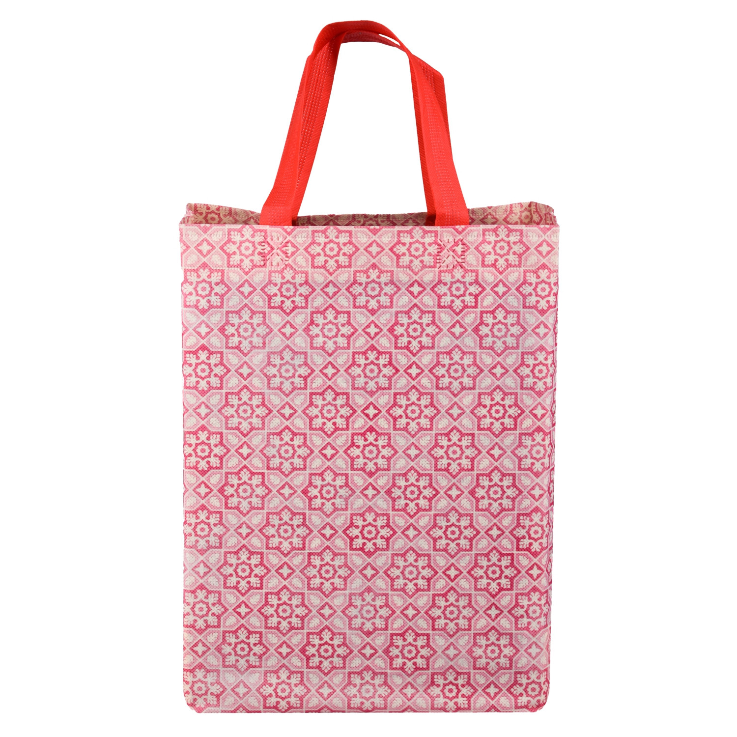 Kuber Industries Shopping Handbag | Grocery Handbag | Shopping Bag | Grocery Shopping Bag | Reusable Shopping Bags | Vegetable Bag | Star-Print Carry Bag |Pink