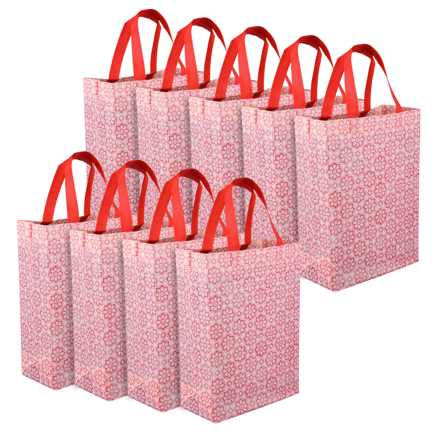 Kuber Industries Shopping Handbag | Grocery Handbag | Shopping Bag | Grocery Shopping Bag | Reusable Shopping Bags | Vegetable Bag | Star-Print Carry Bag |Pink