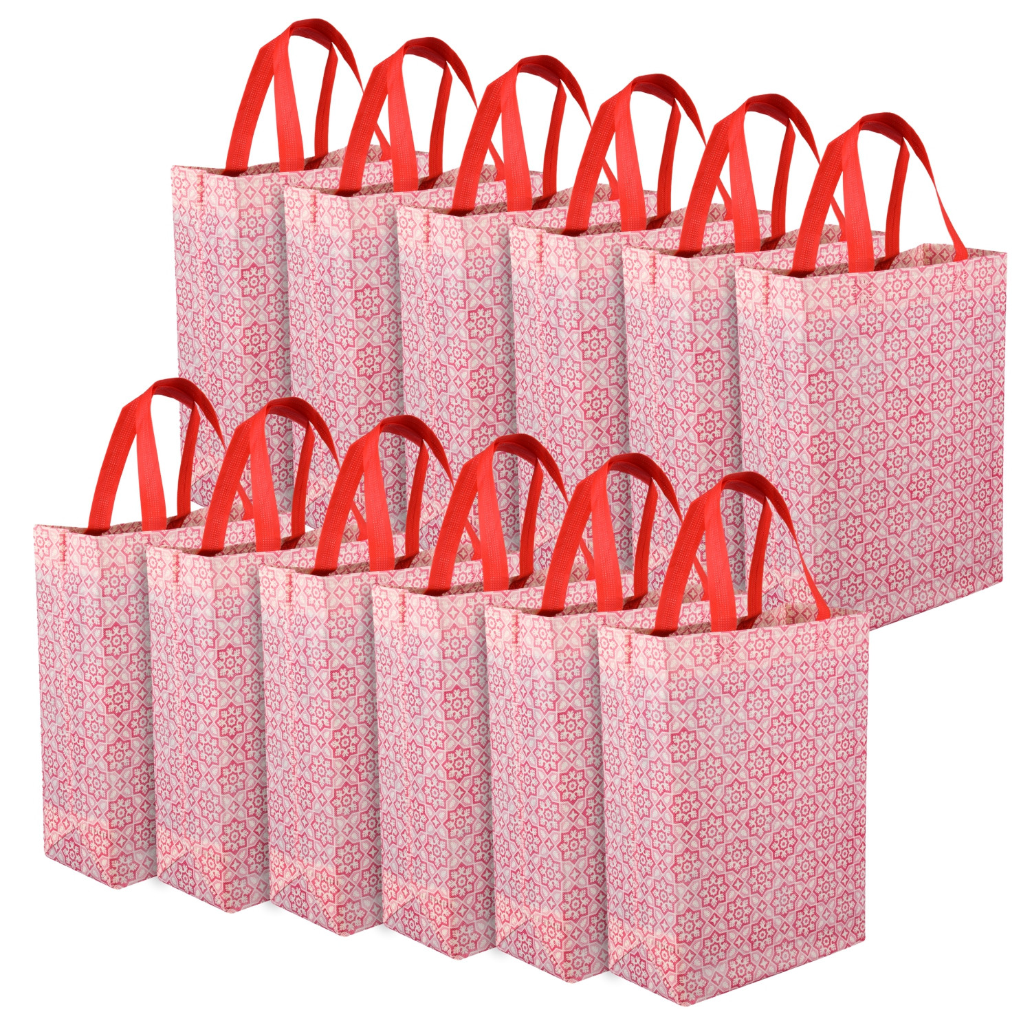 Kuber Industries Shopping Handbag | Grocery Handbag | Shopping Bag | Grocery Shopping Bag | Reusable Shopping Bags | Vegetable Bag | Star-Print Carry Bag |Pink
