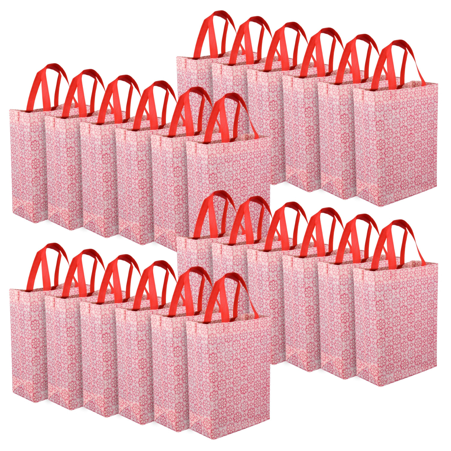Kuber Industries Shopping Handbag | Grocery Handbag | Shopping Bag | Grocery Shopping Bag | Reusable Shopping Bags | Vegetable Bag | Star-Print Carry Bag |Pink