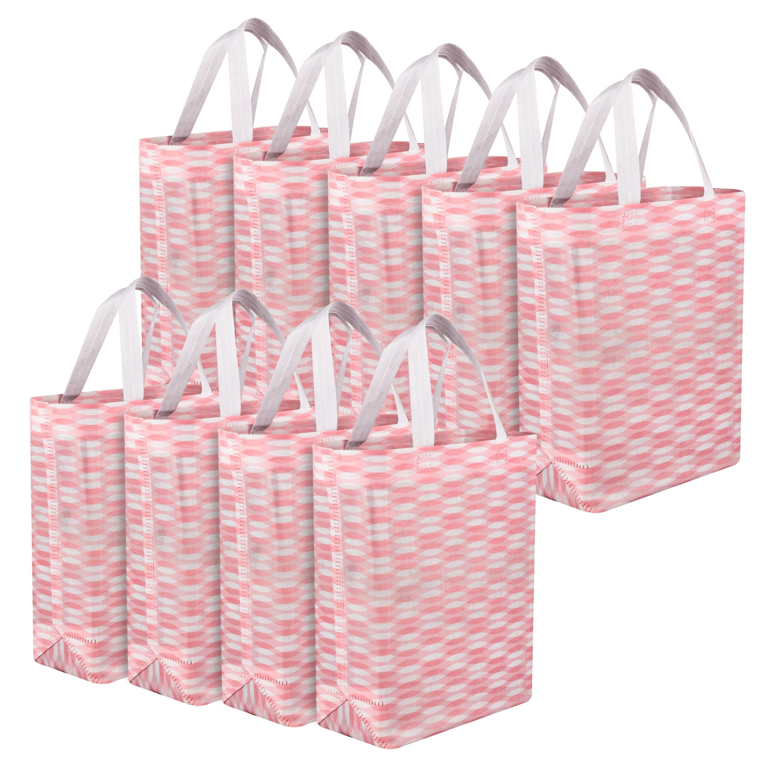 Kuber Industries Shopping Handbag | Grocery Handbag | Shopping Bag | Grocery Shopping Bag | Reusable Shopping Bags | Vegetable Bag | Zig-Zag Carry Bag |Pink