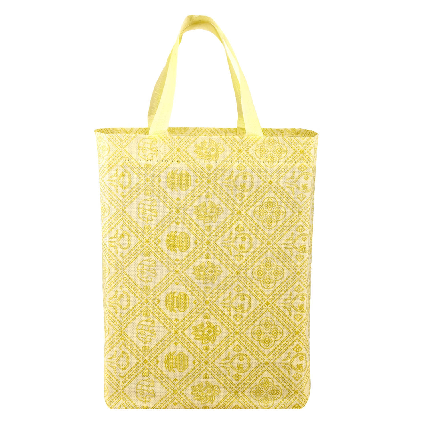 Kuber Industries Shopping Handbag | Grocery Handbag | Shopping Bag | Grocery Shopping Bag | Reusable Shopping Bags | Vegetable Bag | Check-Kalash Carry Bag | Yellow