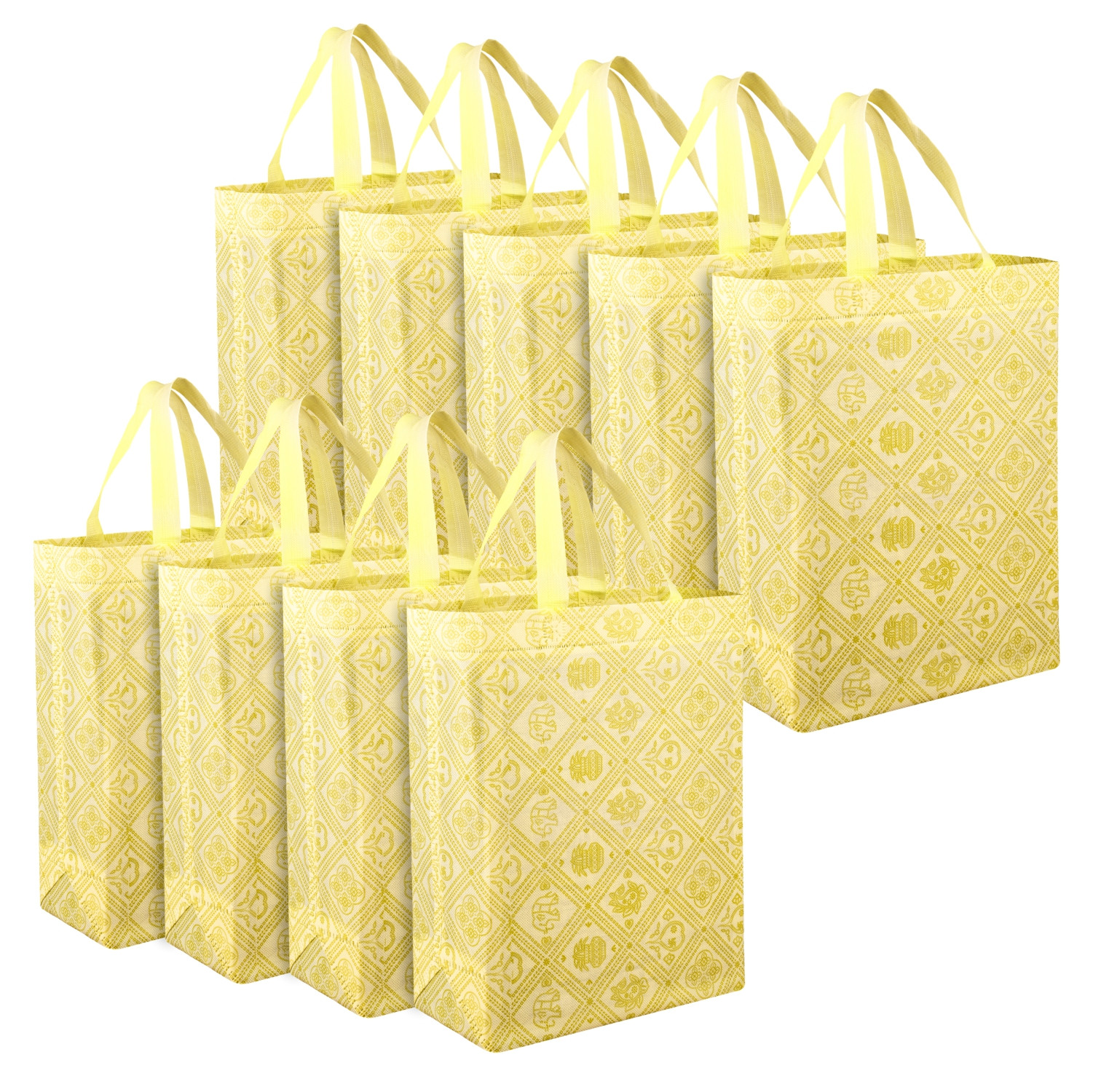 Kuber Industries Shopping Handbag | Grocery Handbag | Shopping Bag | Grocery Shopping Bag | Reusable Shopping Bags | Vegetable Bag | Check-Kalash Carry Bag | Yellow