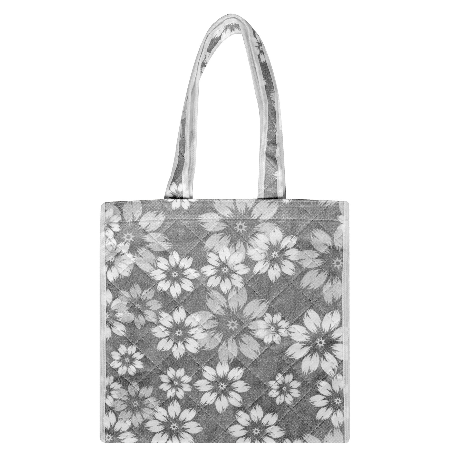 Kuber Industries Shopping Storage Bag  Waterproof Grocery Handbag  Grocery Shopping Bag  Vegetable Handle Bag  Reusable Vegetable Bag  Chain Tote Bags  Flower Quilted  Gray