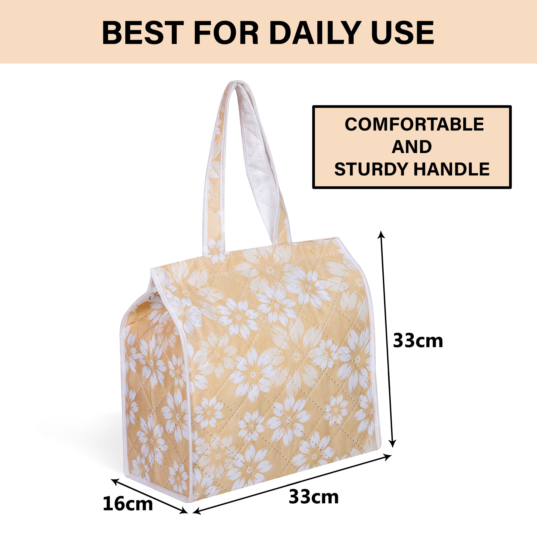 Kuber Industries Shopping Storage Bag | Waterproof Grocery Handbag | Grocery Shopping Bag | Vegetable Handle Bag | Reusable Vegetable Bag | Chain Tote Bags | Flower Quilted |Multi