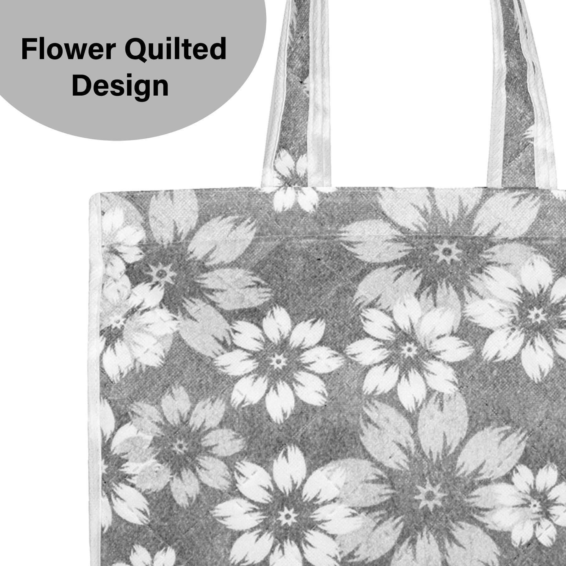 Kuber Industries Shopping Storage Bag | Waterproof Grocery Handbag | Grocery Shopping Bag | Vegetable Handle Bag | Reusable Vegetable Bag | Chain Tote Bags | Flower Quilted |Multi