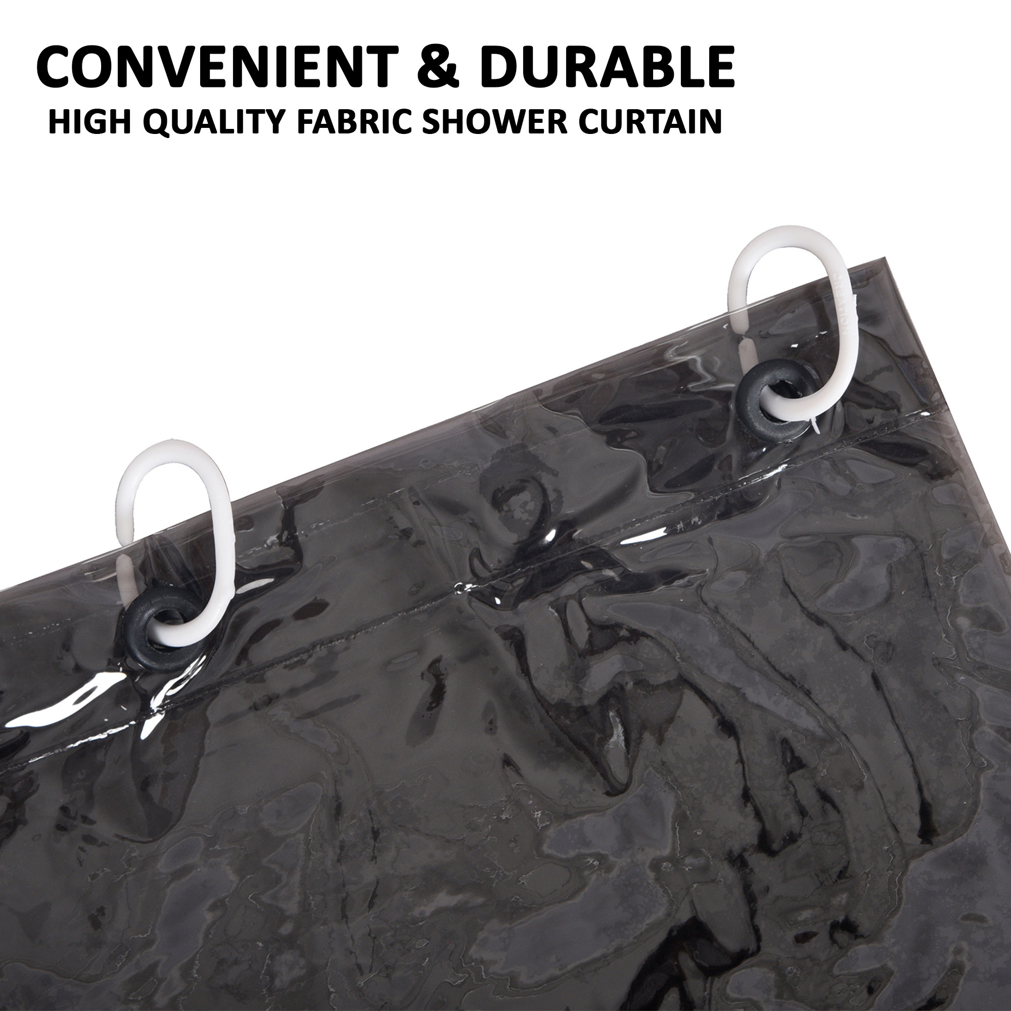 Kuber Industries Shower Curtain    Bathroom Shower Curtain  AC Curtains  PVC Waterproof Window Curtain  Curtains for Bathtub  8 Rings Curtain  Black Transparent