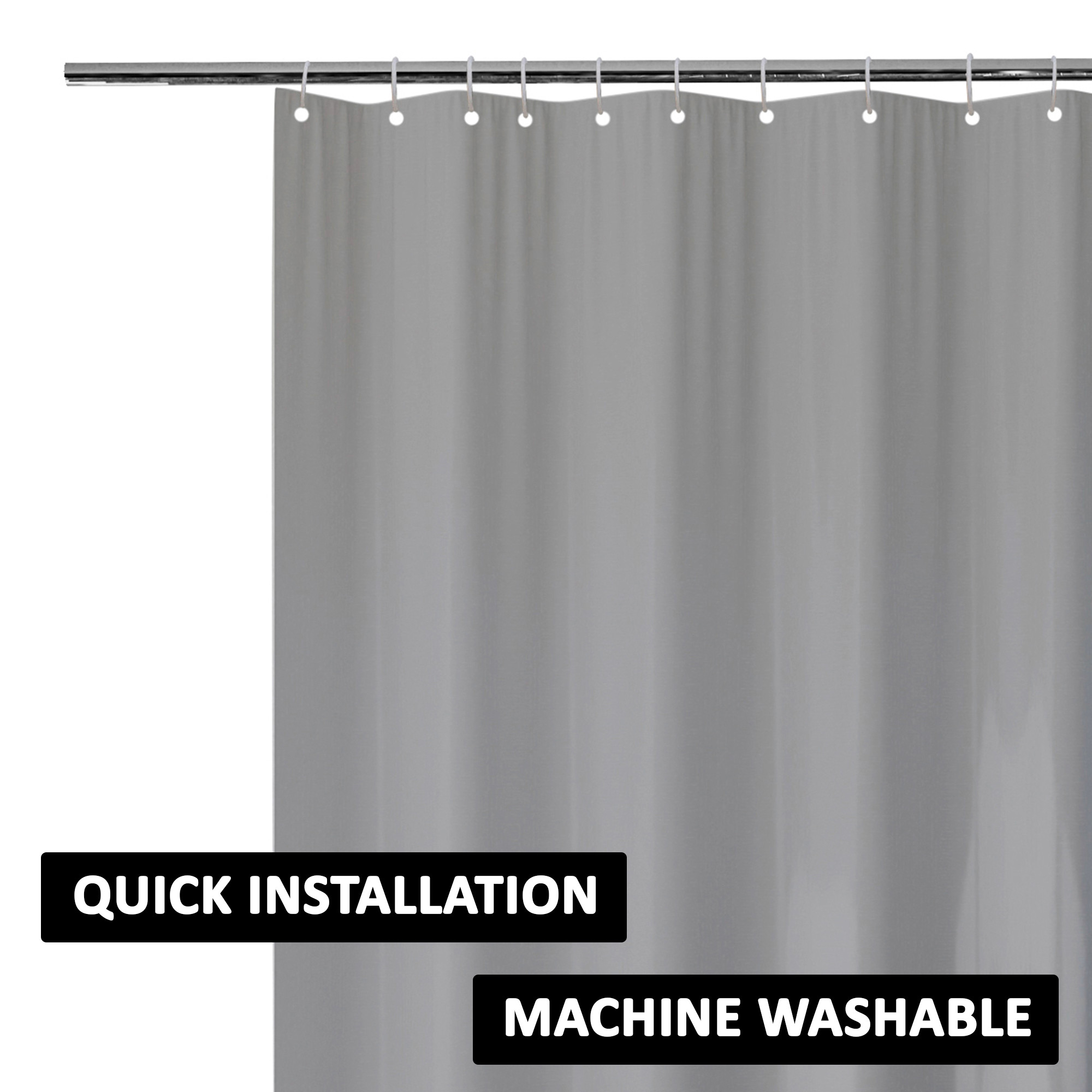 Kuber Industries Shower Curtain    Bathroom Shower Curtain  AC Curtains  PVC Waterproof Window Curtain  Curtains for Bathtub  8 Rings Curtain  Black Transparent