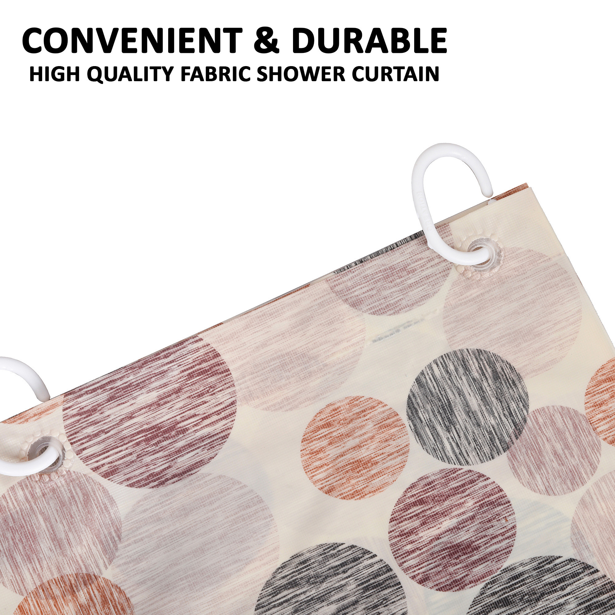 Kuber Industries Shower Curtain  7 Feet  Bathroom Shower Curtain  AC Curtains  PVC Waterproof Window Curtain  Curtains for Bathtub  8 Rings Curtain  Multi Dot  Orange