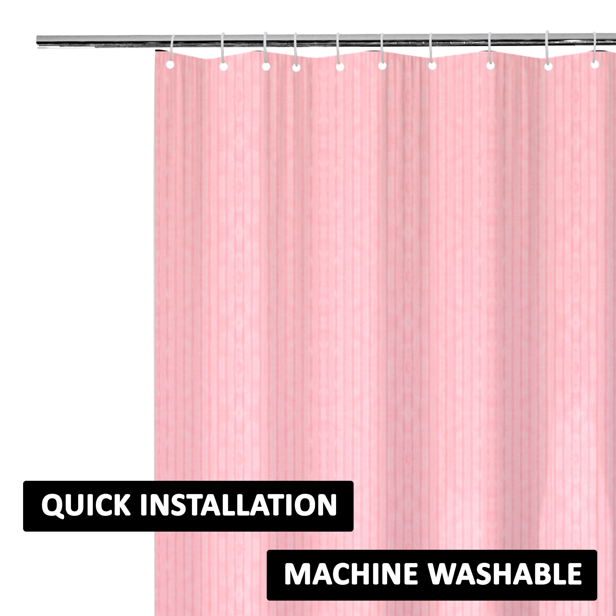 Kuber Industries Shower Curtain  7 Feet  Bathroom Shower Curtain  AC Curtains  PVC Waterproof Window Curtain  Curtains for Bathtub  8 Rings Curtain  Lining  Pink