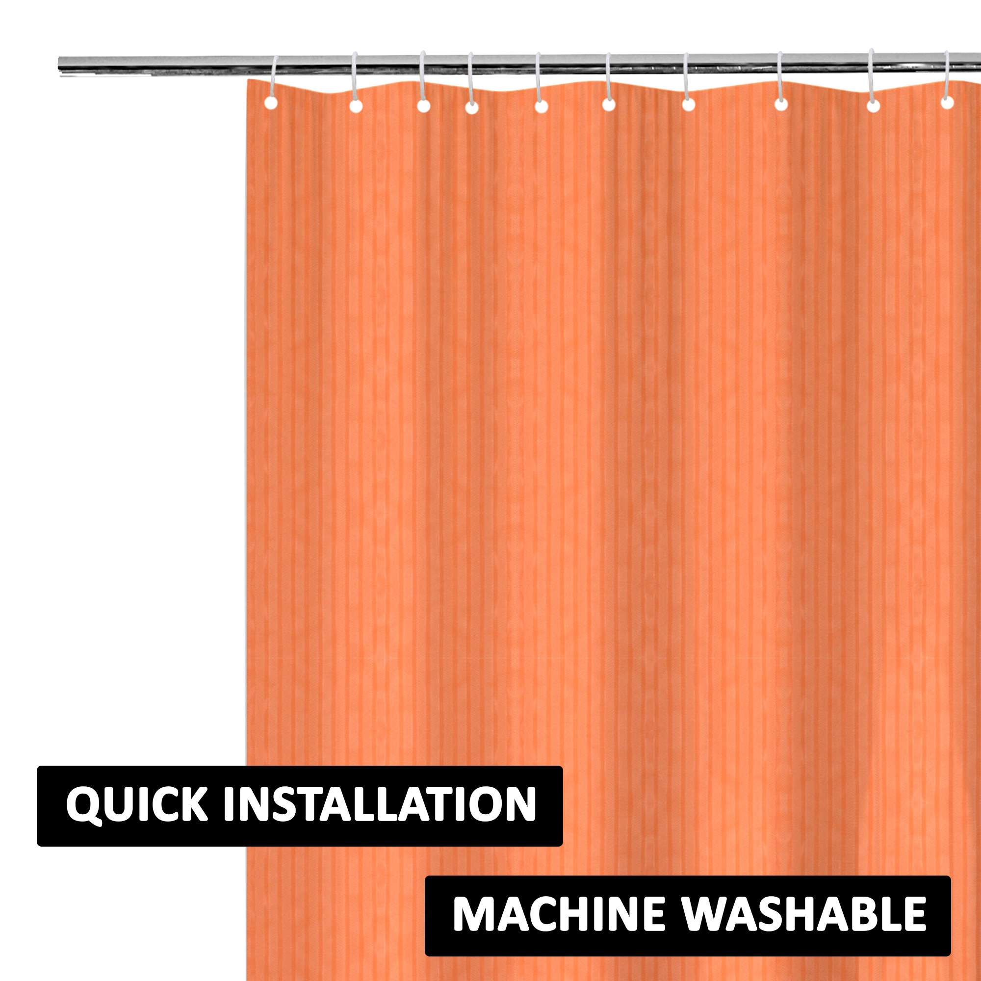 Kuber Industries Shower Curtain  7 Feet  Bathroom Shower Curtain  AC Curtains  PVC Waterproof Window Curtain  Curtains for Bathtub  8 Rings Curtain  Lining  Orange