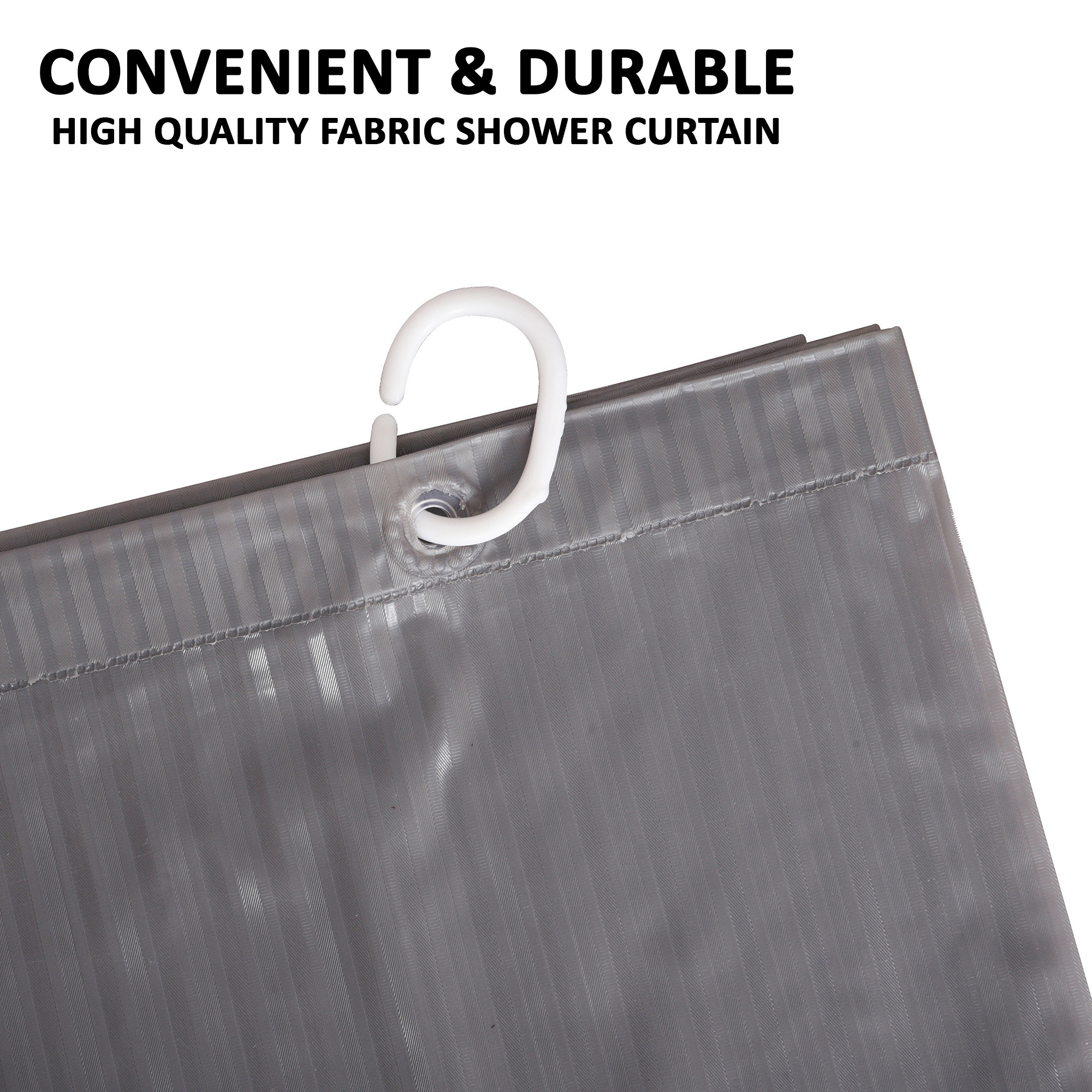 Kuber Industries Shower Curtain  7 Feet  Bathroom Shower Curtain  AC Curtains  PVC Waterproof Window Curtain  Curtains for Bathtub  8 Rings Curtain  Lining  Grey