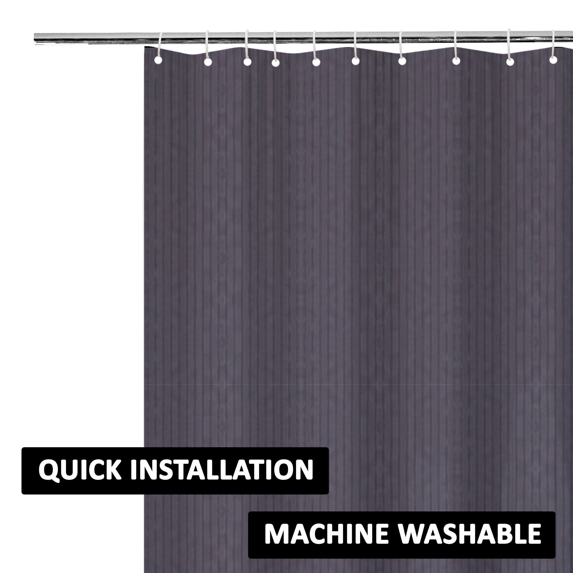 Kuber Industries Shower Curtain  7 Feet  Bathroom Shower Curtain  AC Curtains  PVC Waterproof Window Curtain  Curtains for Bathtub  8 Rings Curtain  Lining  Grey