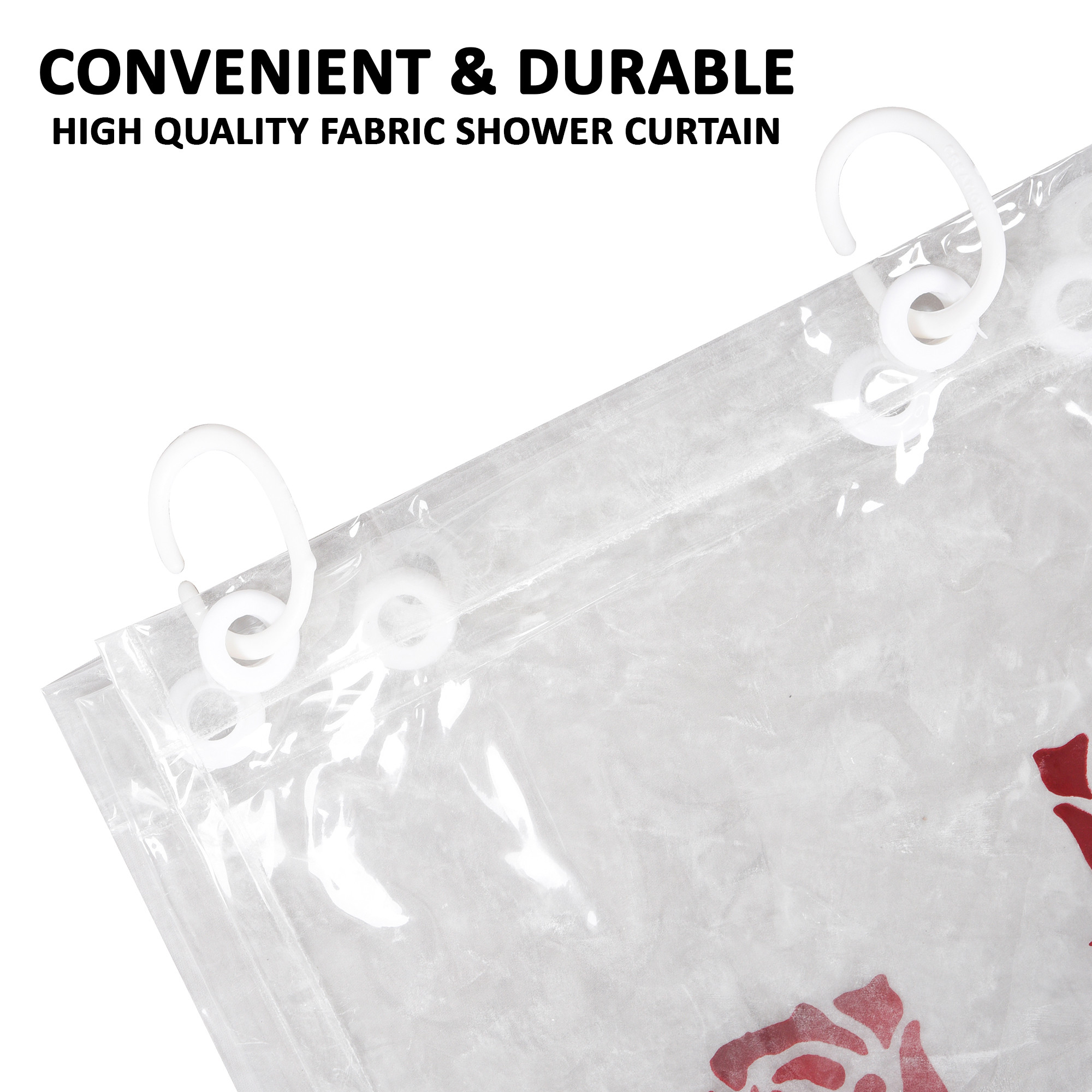 Kuber Industries Shower Curtain  7 Feet  Bathroom Shower Curtain  AC Curtains  PVC Waterproof Window Curtain  Curtains for Bathtub  8 Rings Curtain  Red Painting  Transparent