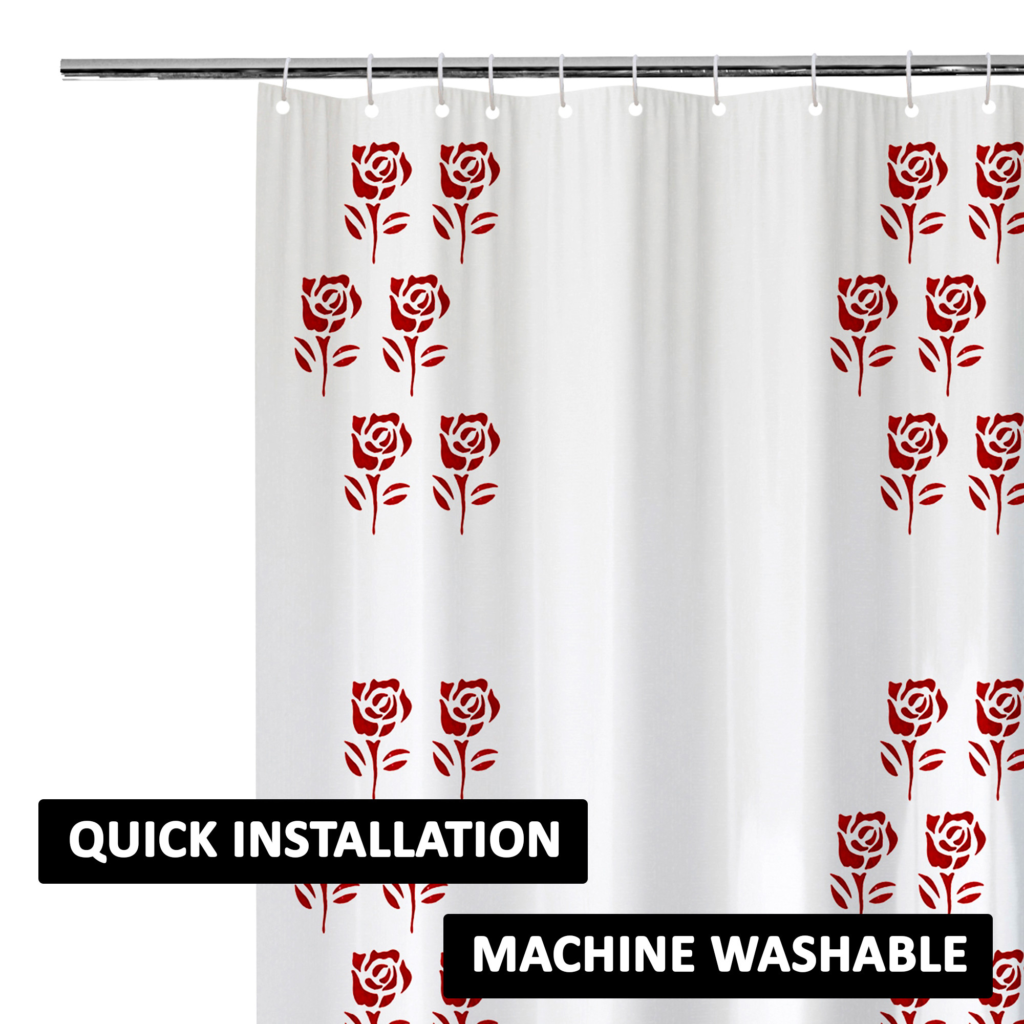 Kuber Industries Shower Curtain  7 Feet  Bathroom Shower Curtain  AC Curtains  PVC Waterproof Window Curtain  Curtains for Bathtub  8 Rings Curtain  Red Painting  Transparent
