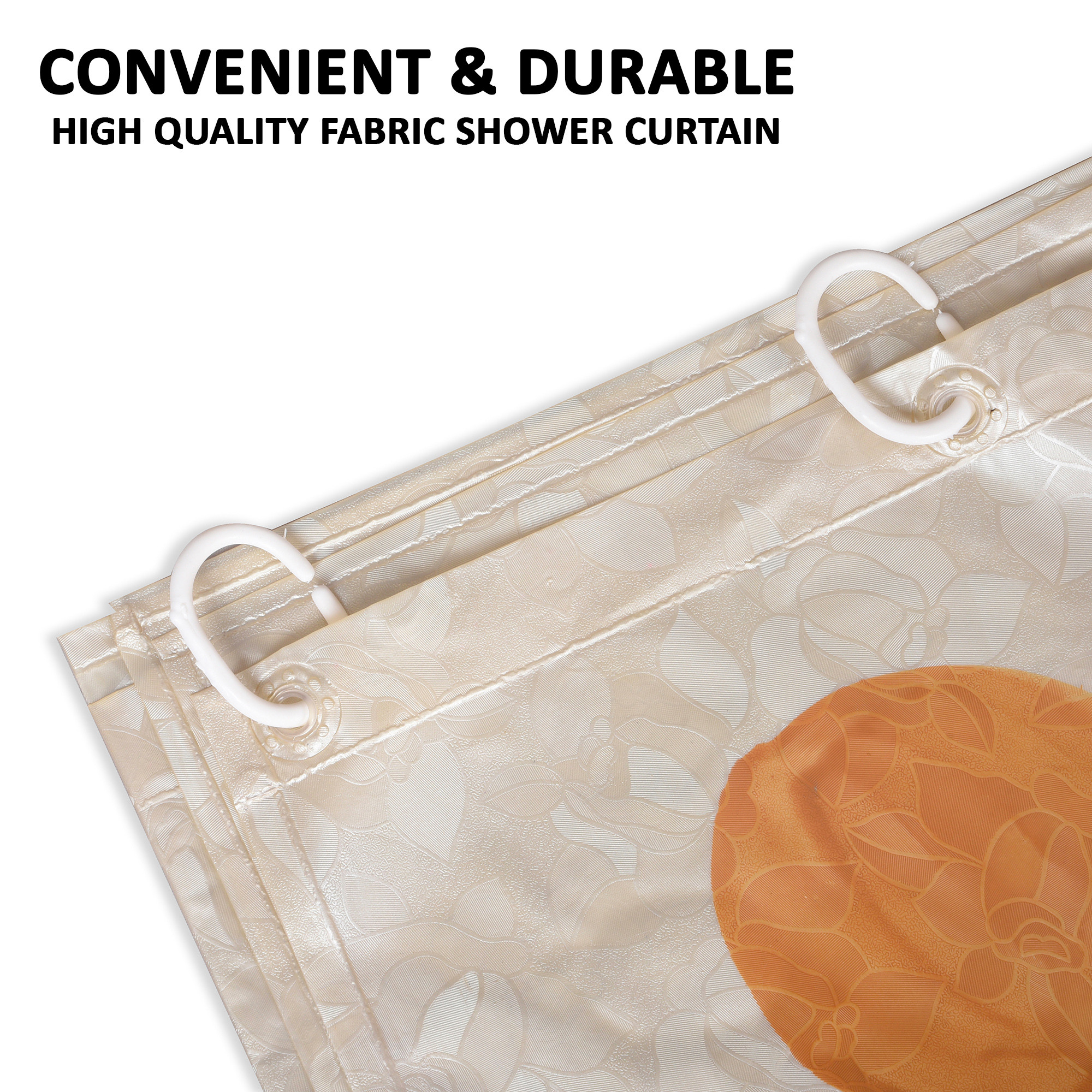 Kuber Industries Shower Curtain  7 Feet  Bathroom Shower Curtain  AC Curtains  PVC Waterproof Window Curtain  Curtains for Bathtub  8 Rings Curtain  Dot Painting  Golden