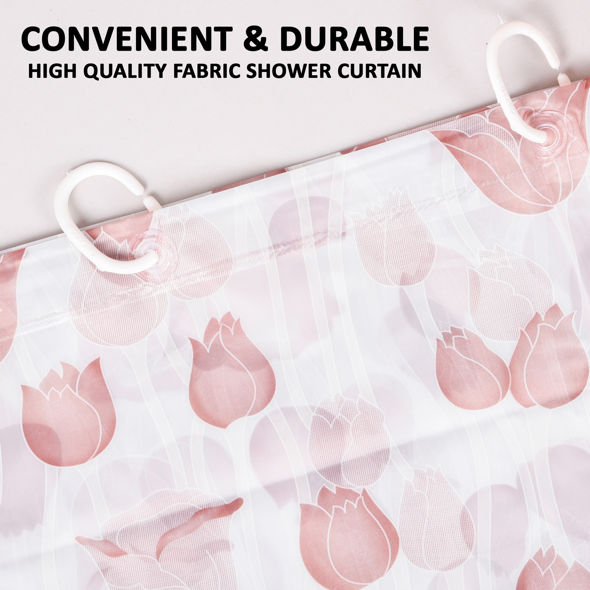 Kuber Industries Shower Curtain  7 Feet  Bathroom Shower Curtain  AC Curtains  PVC Waterproof Window Curtain  Curtains for Bathtub  8 Rings Curtain  Brown Gulab  Blury Transparent