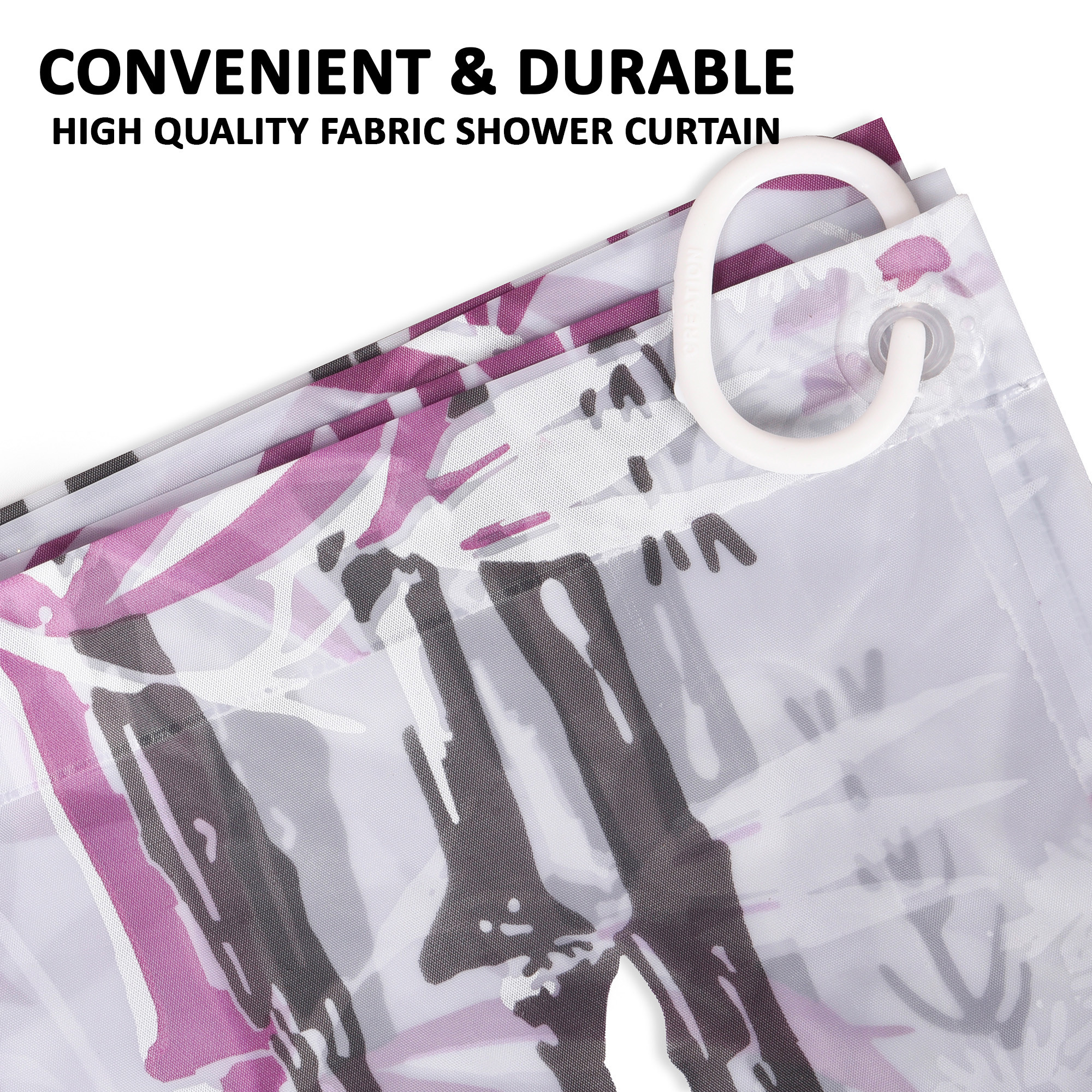 Kuber Industries Shower Curtain  7 Feet  Bathroom Shower Curtain  AC Curtains  PVC Waterproof Window Curtain  Curtains for Bathtub  8 Rings Curtain  Bamboo Print  Purple