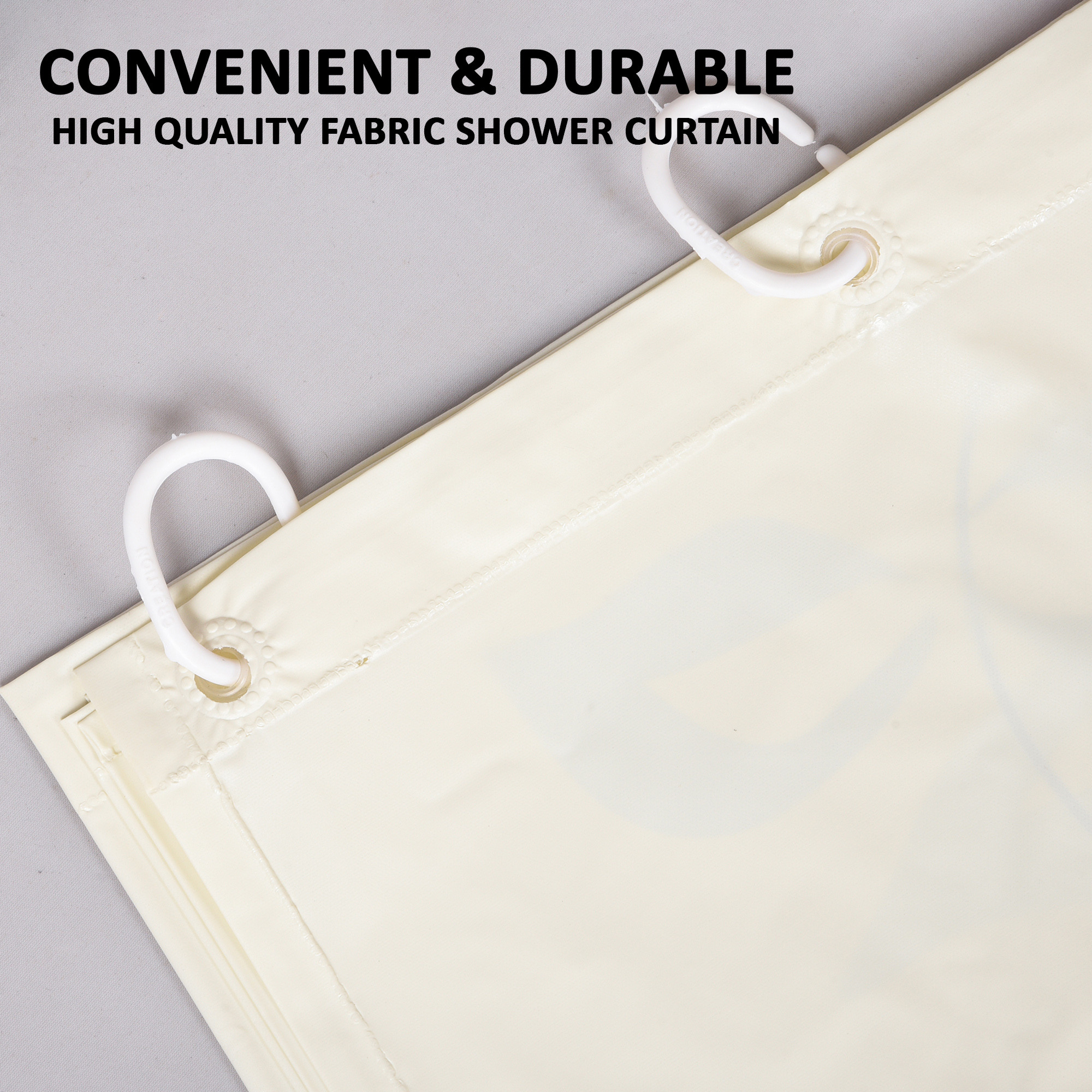 Kuber Industries Shower Curtain  7 Feet  Bathroom Shower Curtain  AC Curtains  PVC Waterproof Window Curtain  Curtains for Bathtub  8 Rings Curtain  Painting  Cream